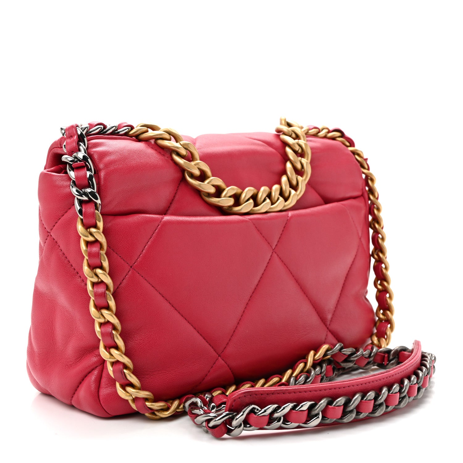 Lambskin Quilted Medium Chanel 19 Flap Dark Pink — view 3