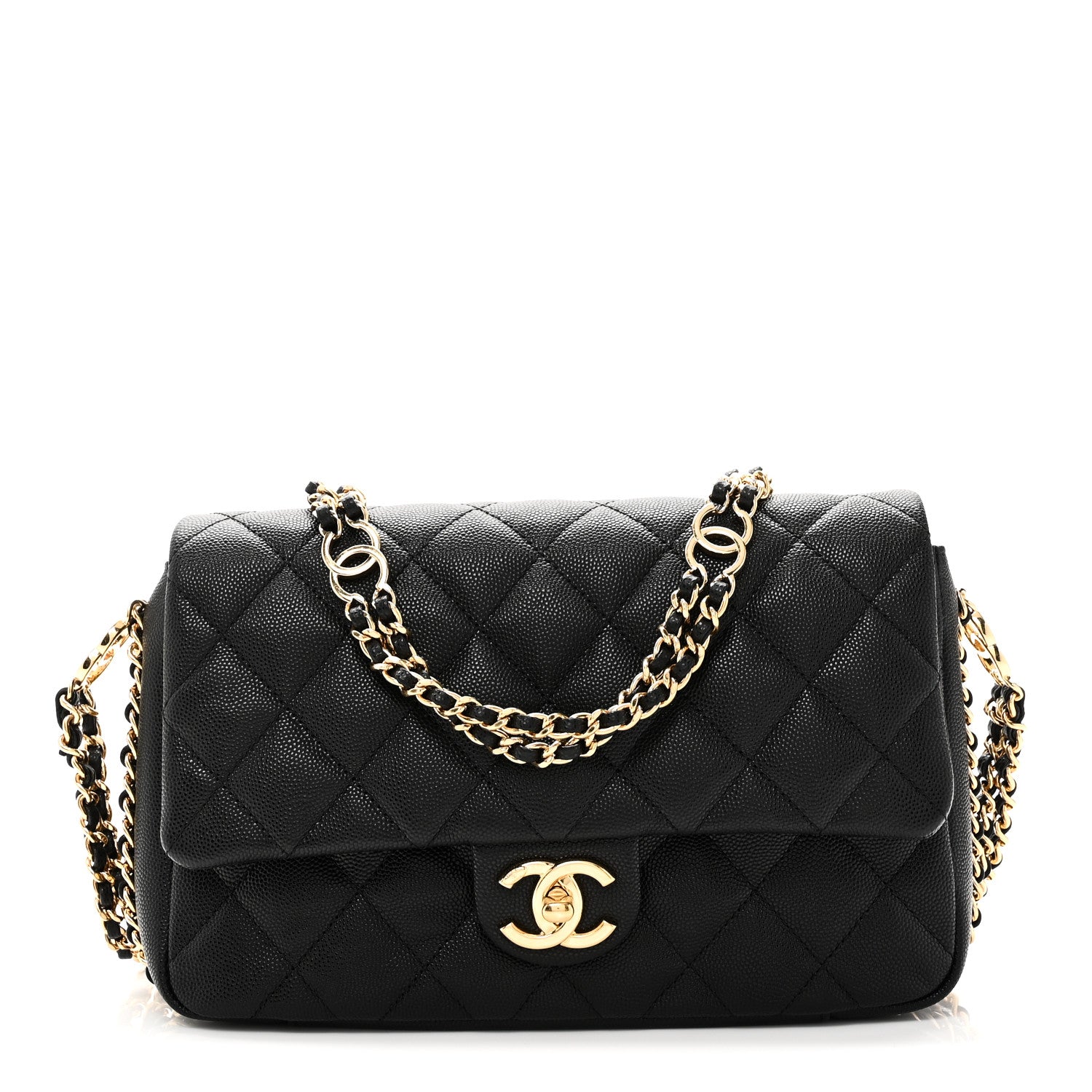 Caviar Quilted Small CC You Flap Black
