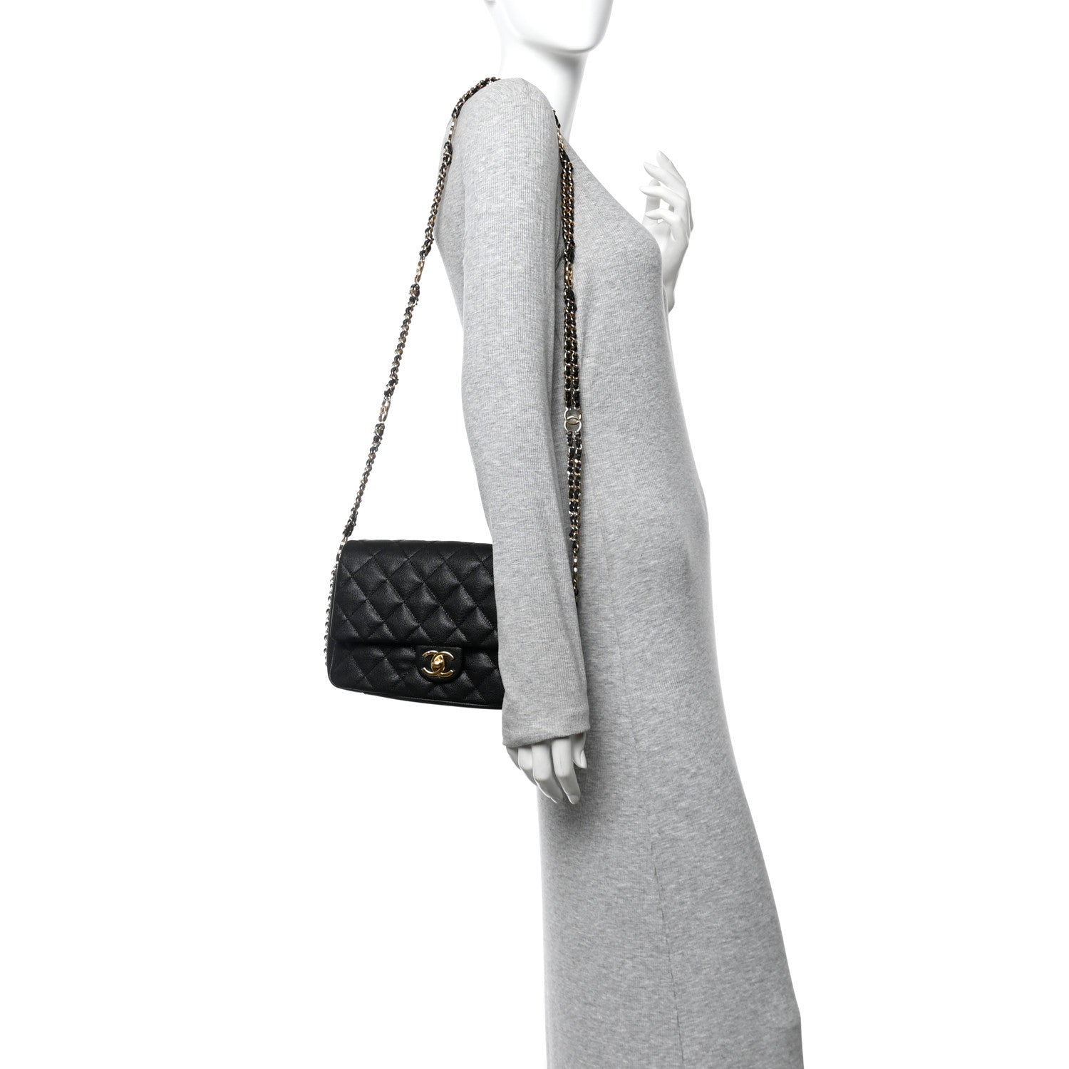 Caviar Quilted Small CC You Flap Black — view 2