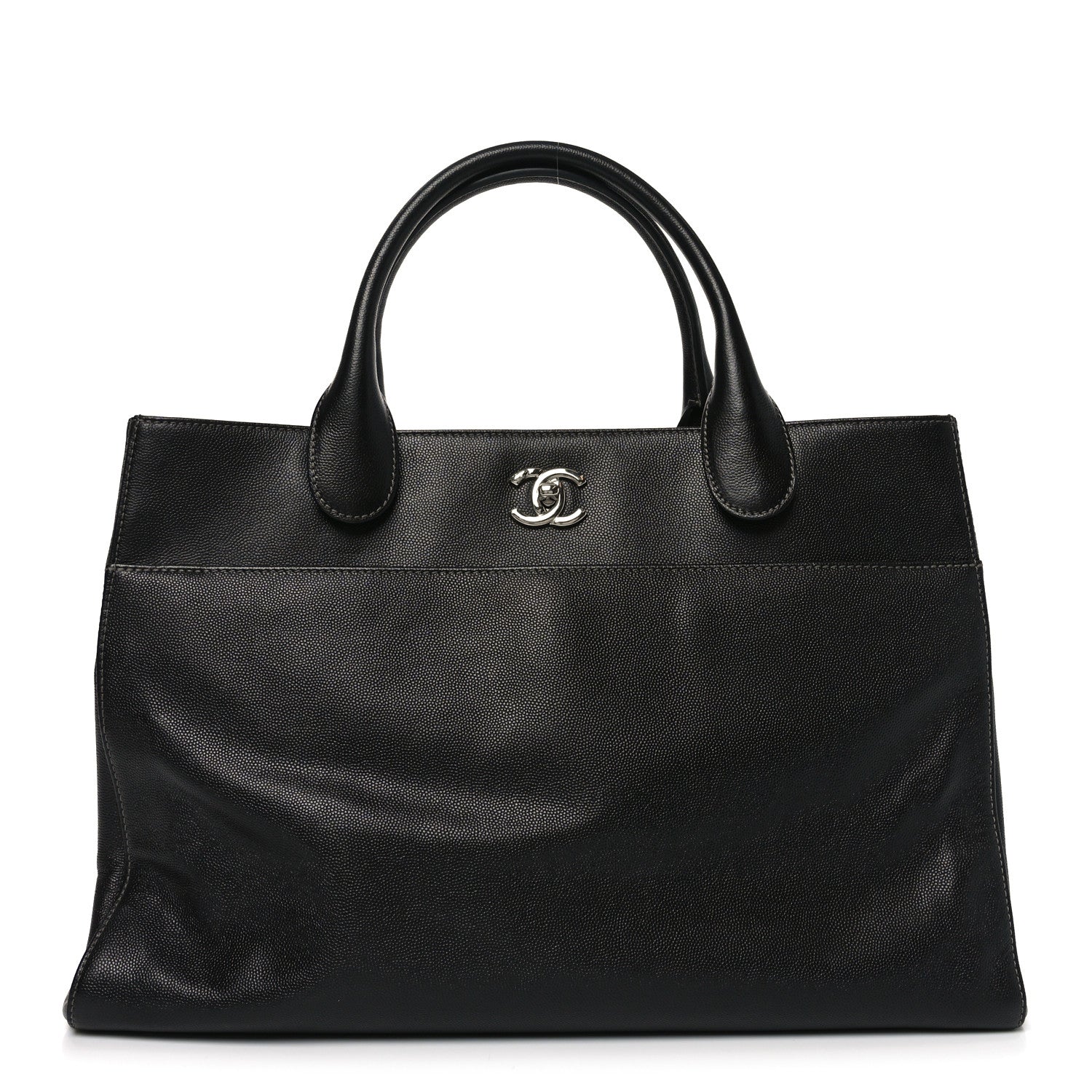 Caviar Medium Cerf Executive Shopper Tote Black