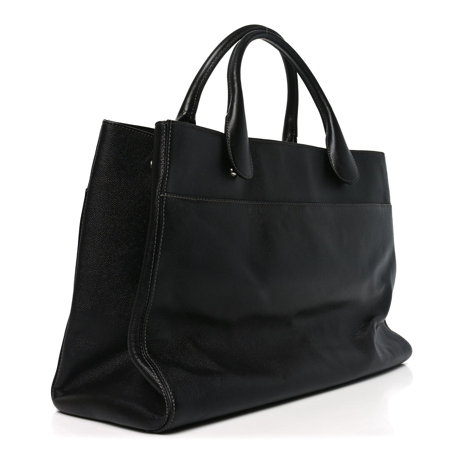 Caviar Medium Cerf Executive Shopper Tote Black — view 3