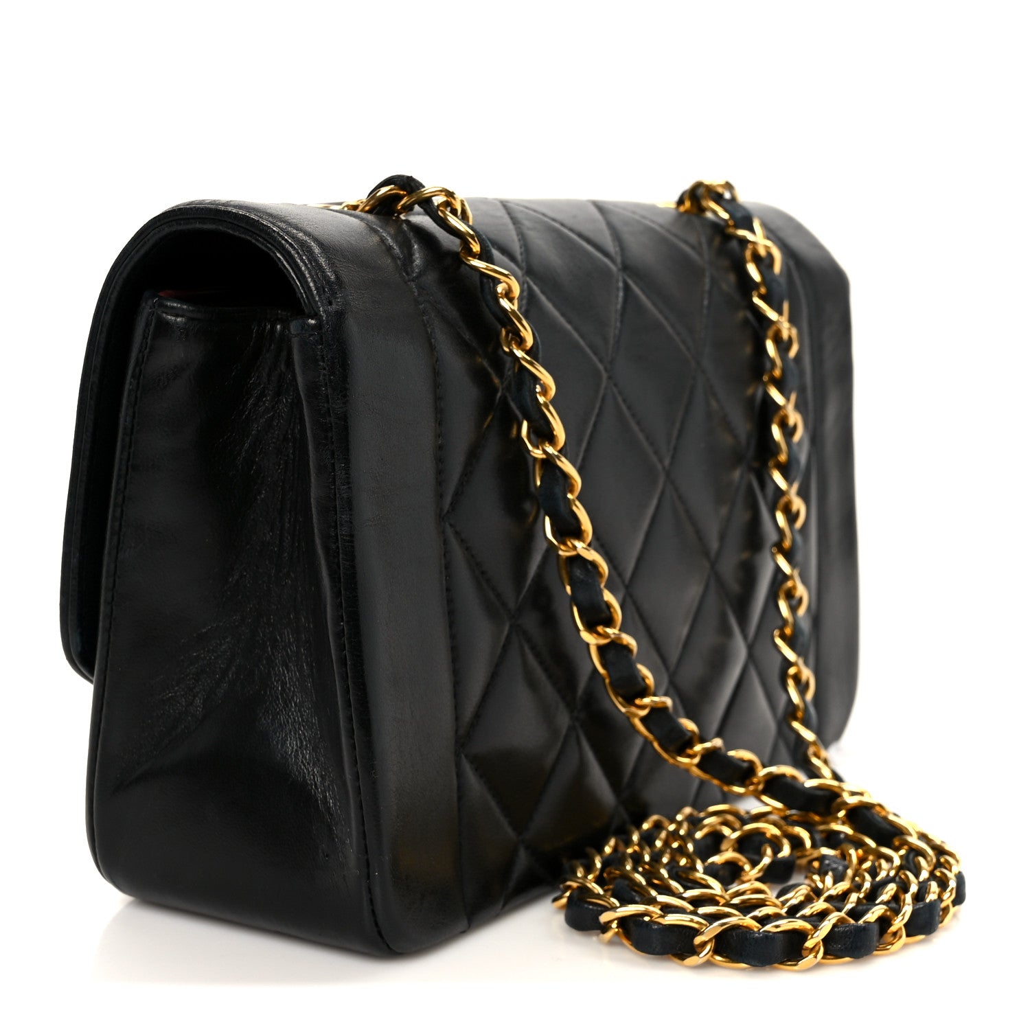 Lambskin Quilted Small Single Flap Black — view 3