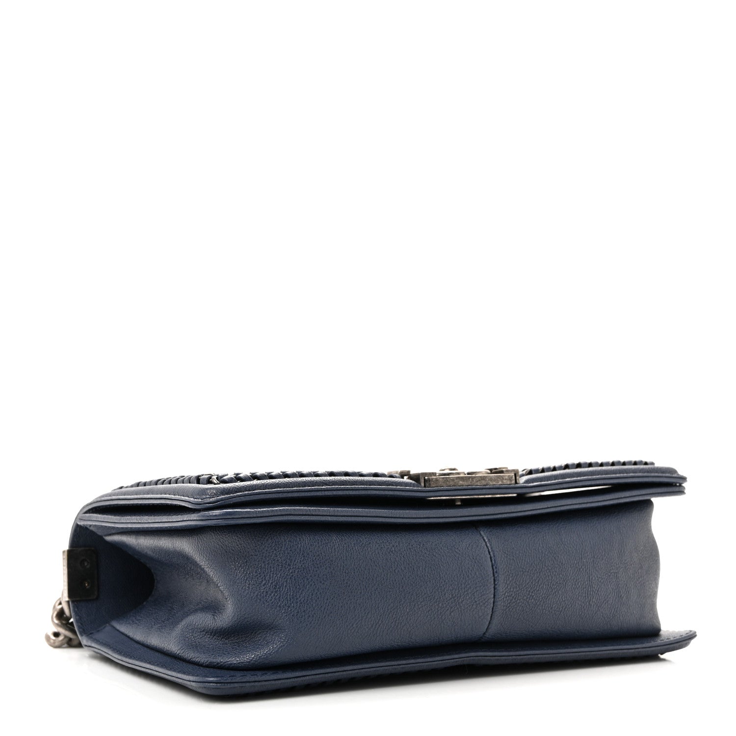 Lambskin Quilted Medium Top Handle Boy Flap Blue — view 4