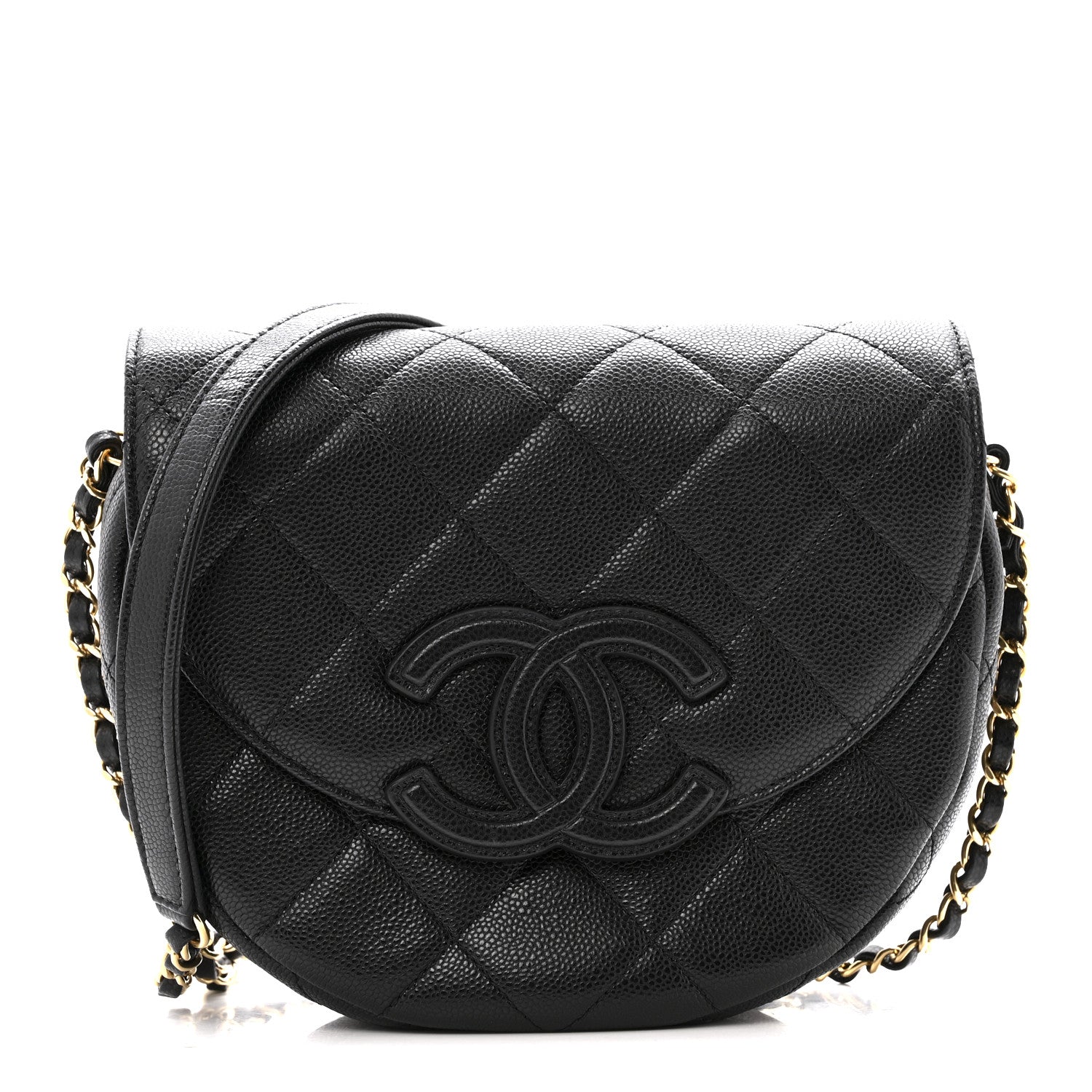 Caviar Quilted Small Messenger Flap Black