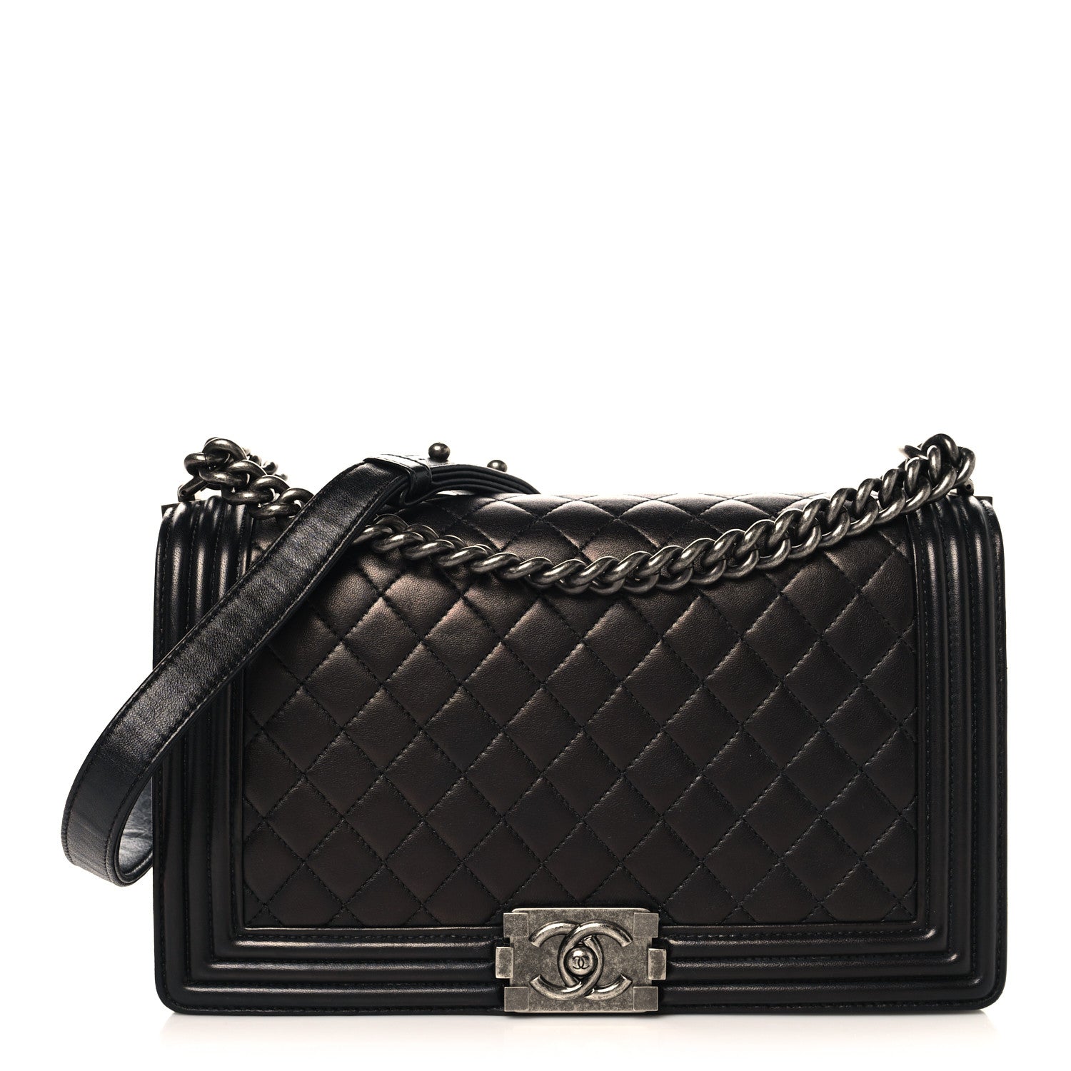 Lambskin Quilted New Medium Boy Flap Black — view 1