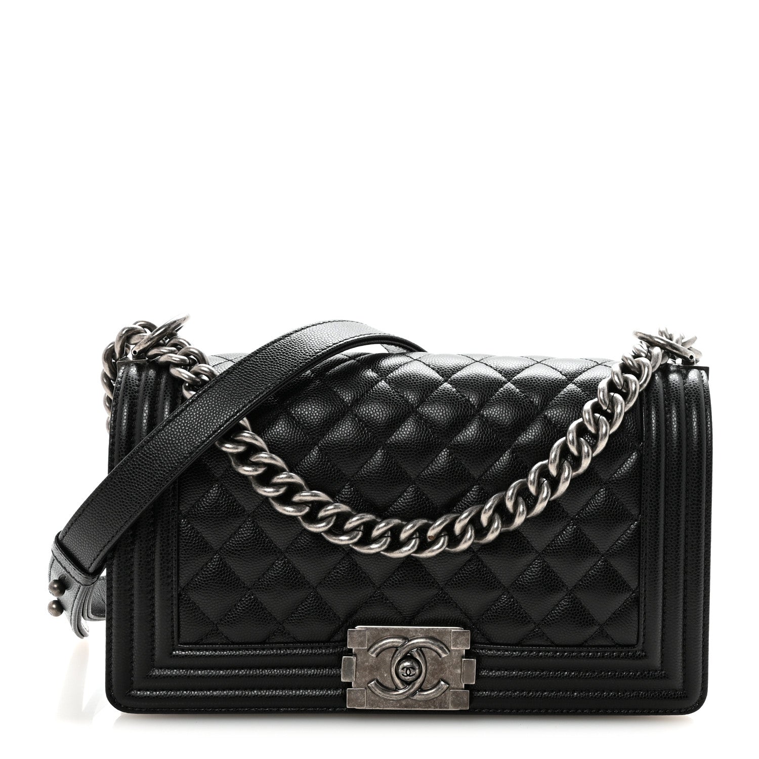 Caviar Quilted Medium Boy Flap Black