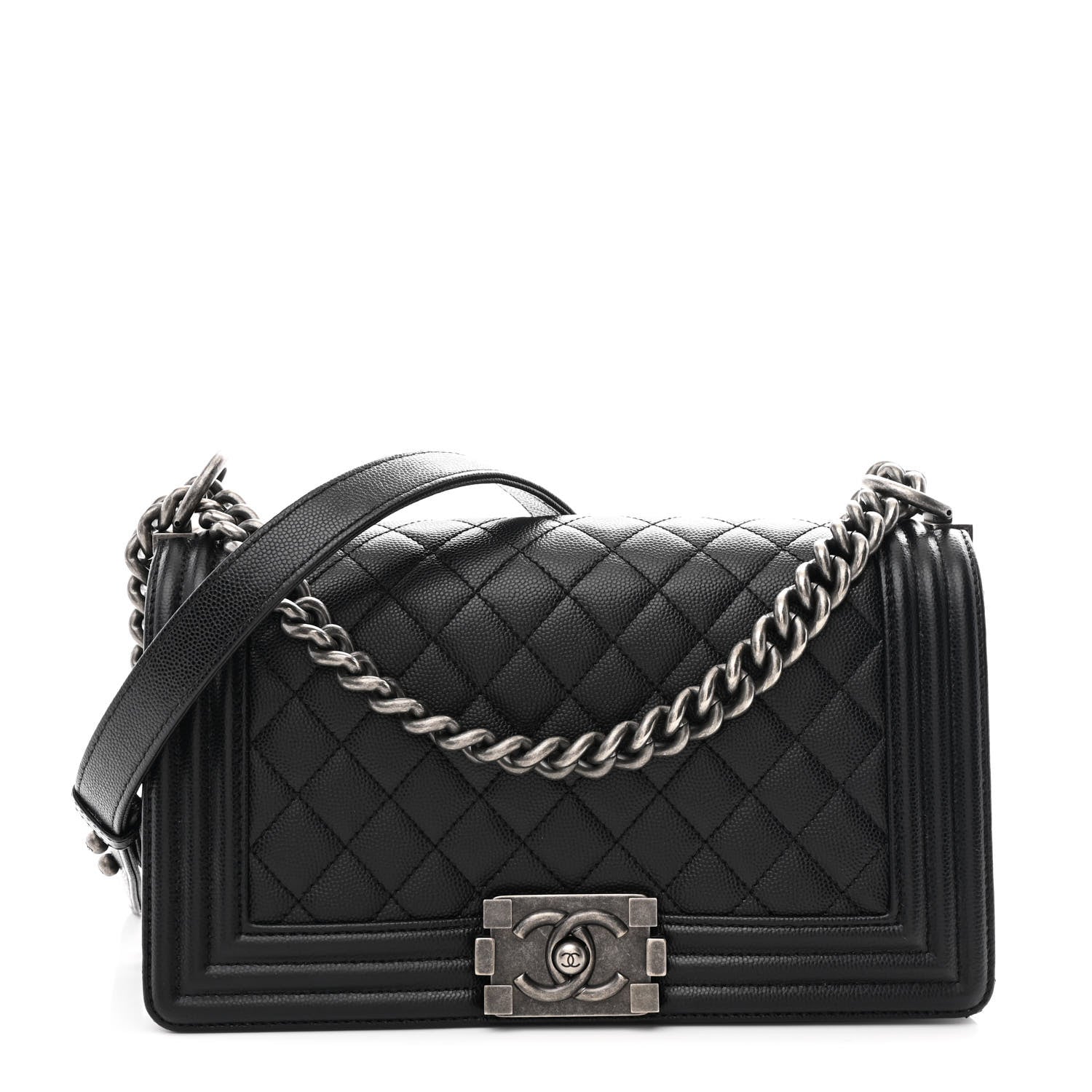 Caviar Quilted Medium Boy Flap Black