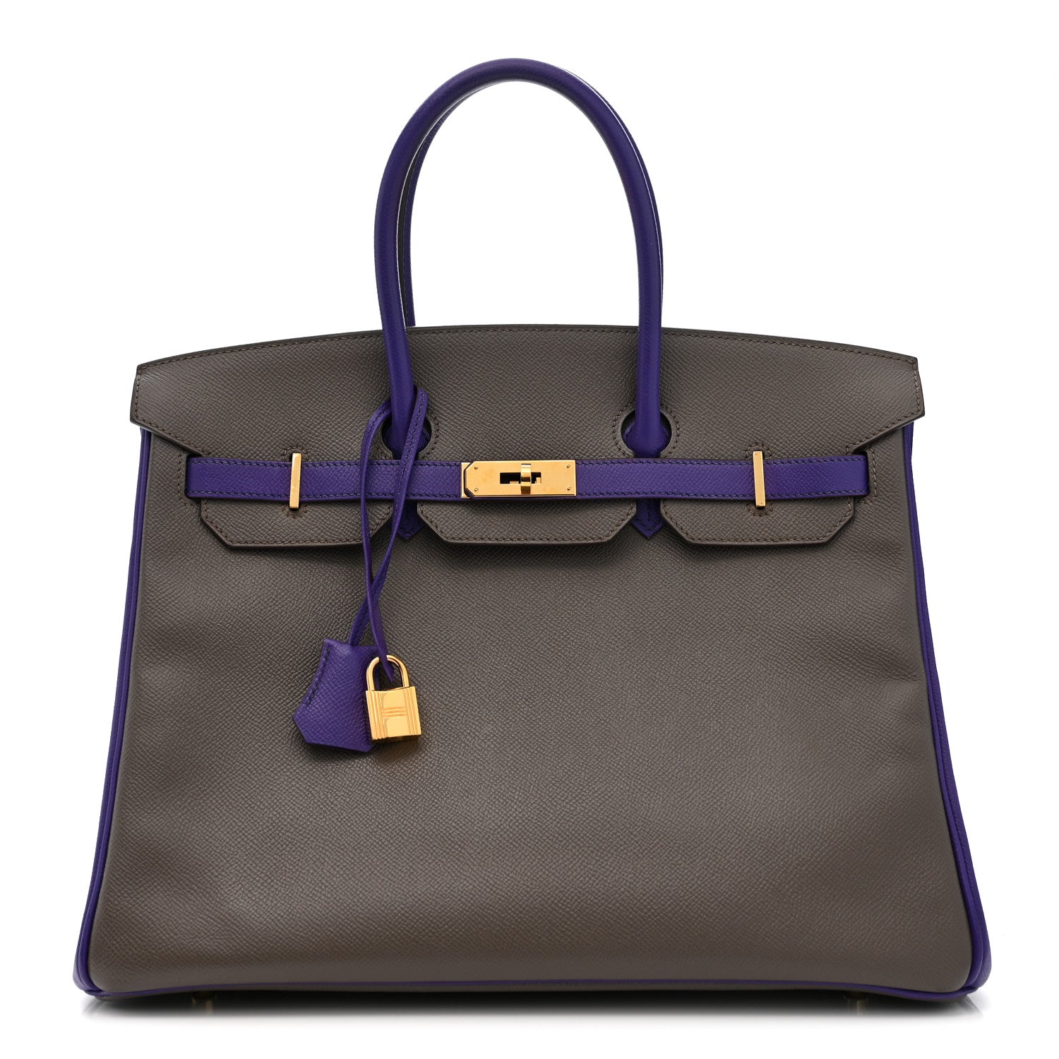 Epsom Bi-Color Horseshoe Birkin 35 Etain Crocus