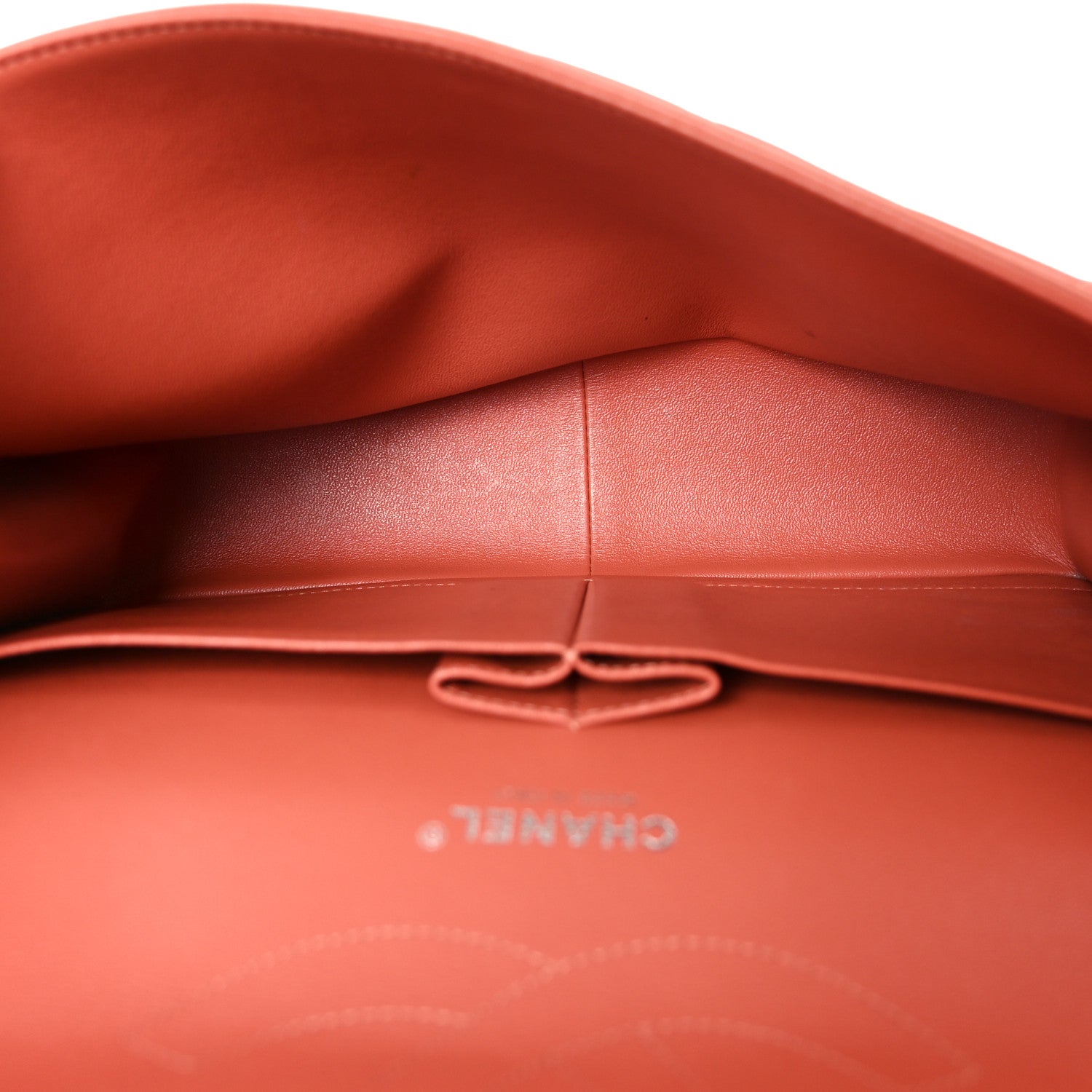Lambskin Quilted Jumbo Double Flap Orange — view 5