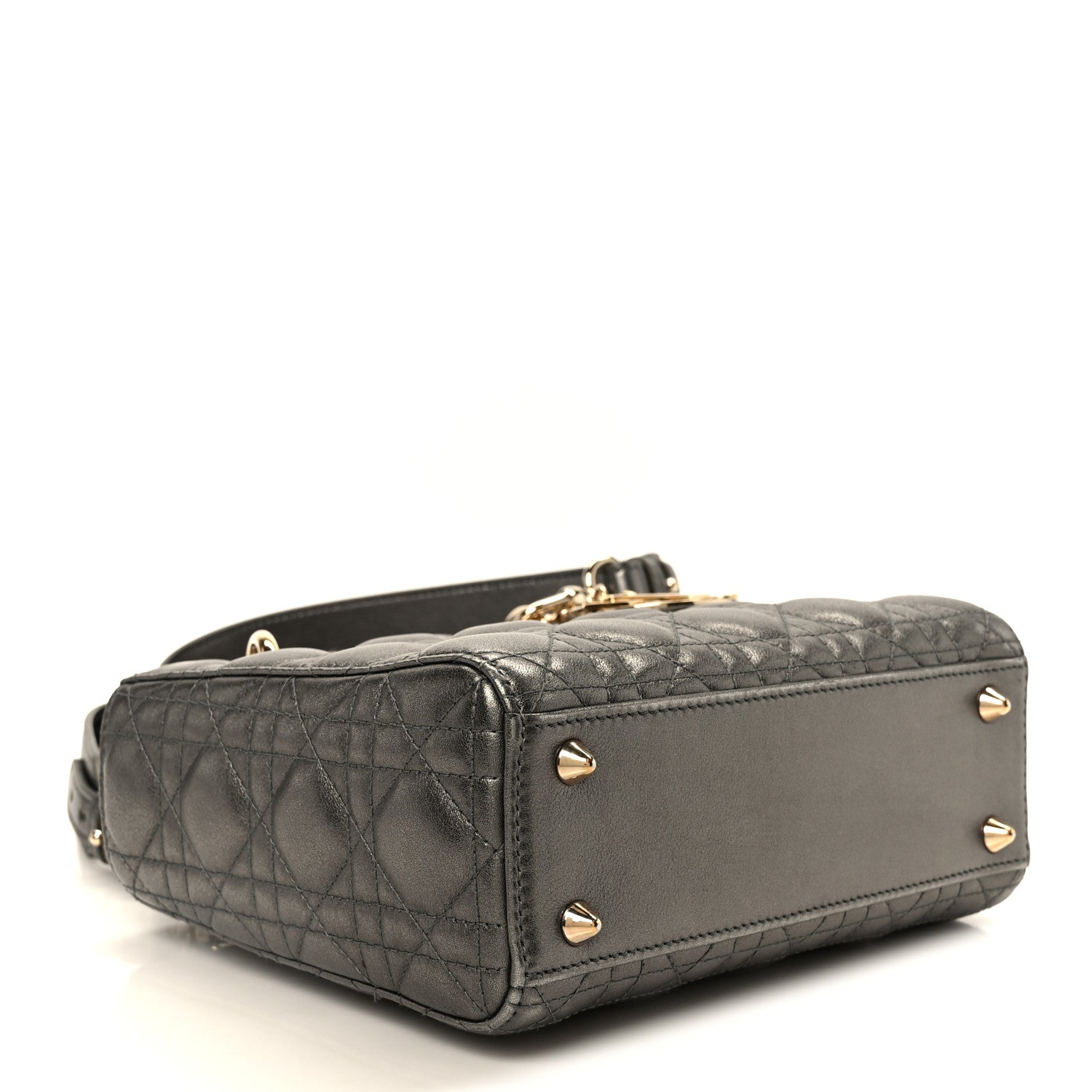 Metallic Lambskin Cannage Small My ABCDior Lady Dior Dark Silver — view 4