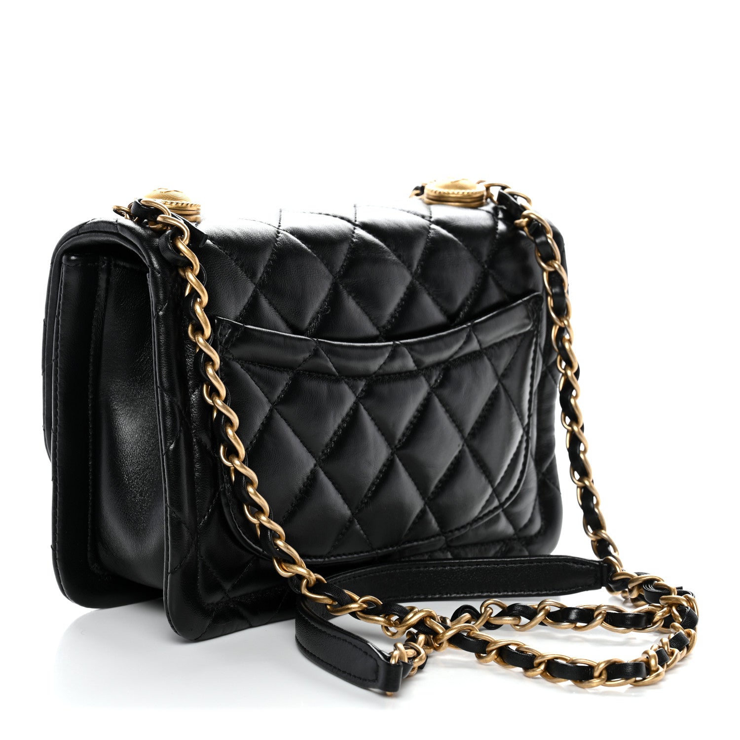 Shiny Lambskin Quilted Mini Flap Black — view 3