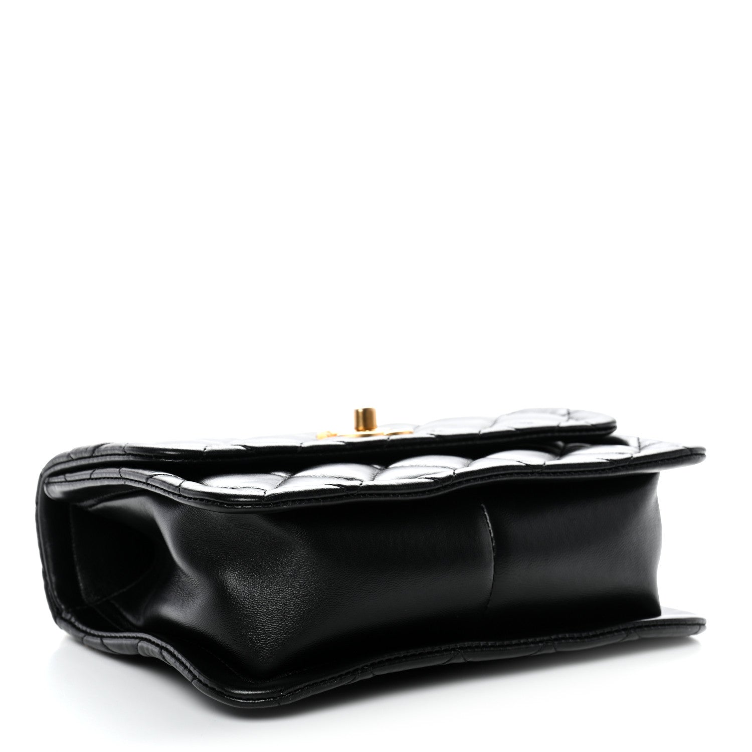 Shiny Lambskin Quilted Mini Flap Black — view 4