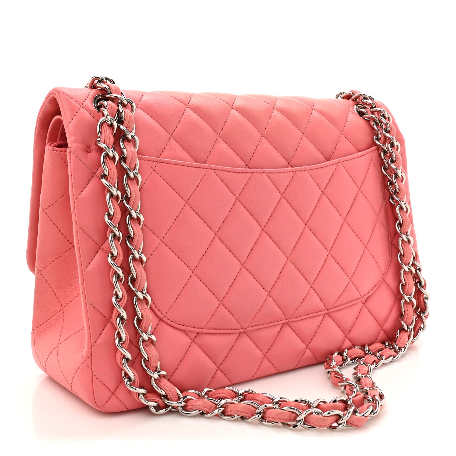 Lambskin Quilted Jumbo Double Flap Pink — view 3