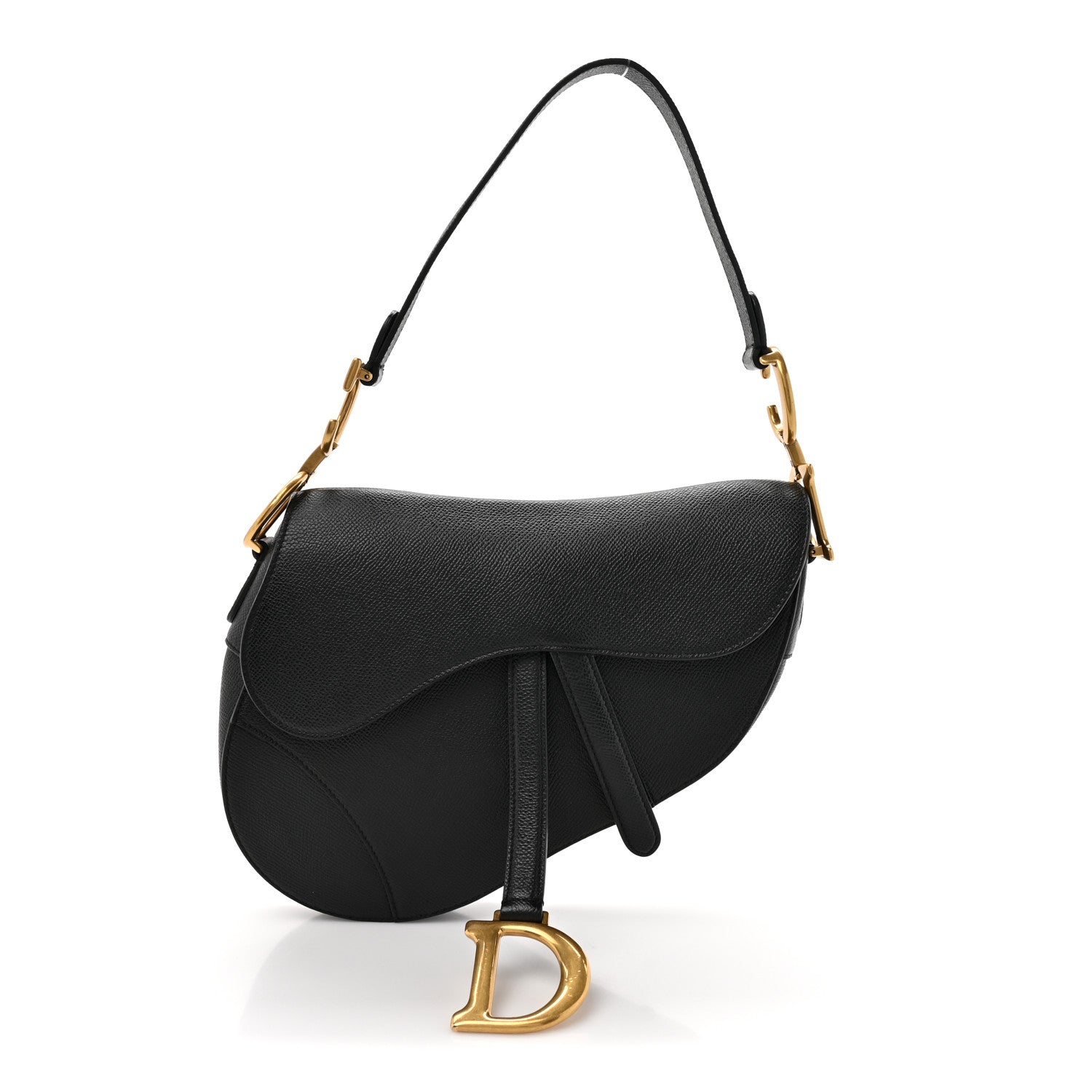Grained Calfskin Saddle Bag Black