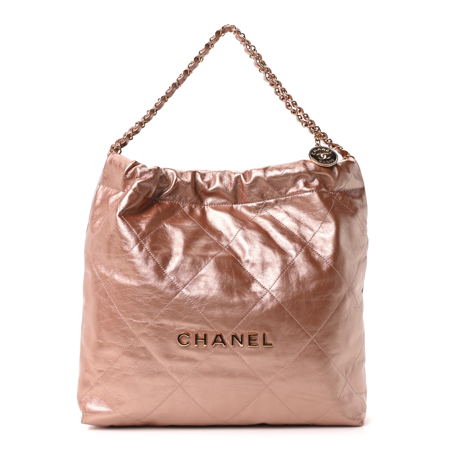 Metallic Calfskin Quilted Chanel 22 Copper