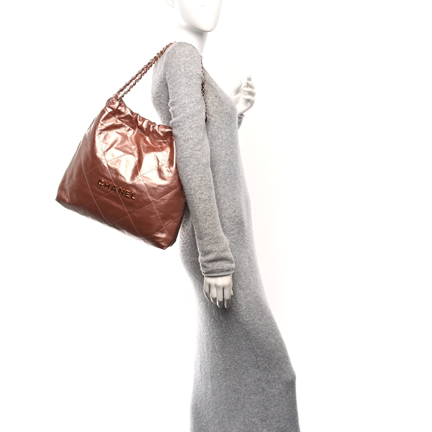 Metallic Calfskin Quilted Chanel 22 Copper — view 2