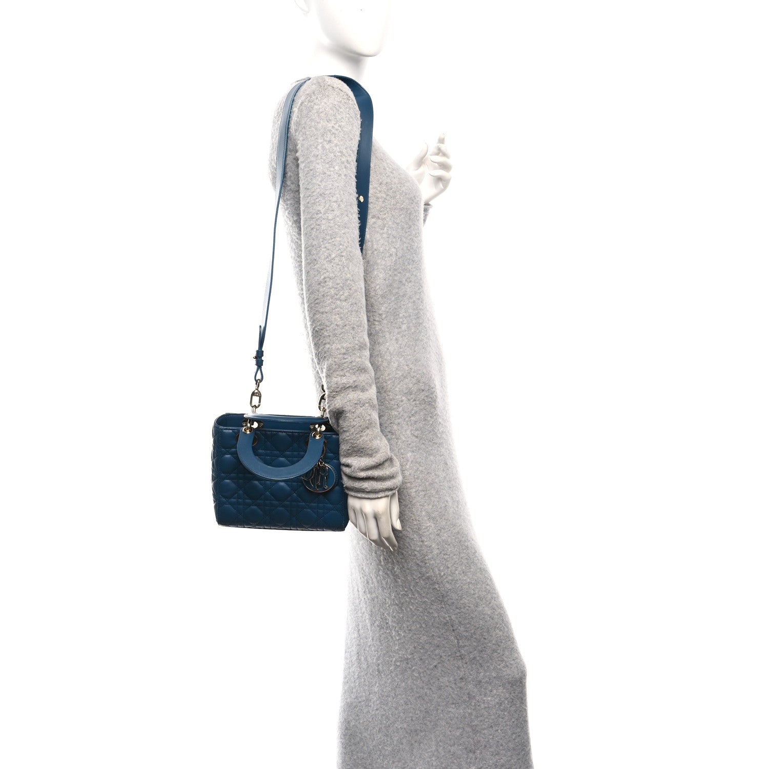 Lambskin Cannage Small My ABCDior Lady Dior Deep Ocean — view 2