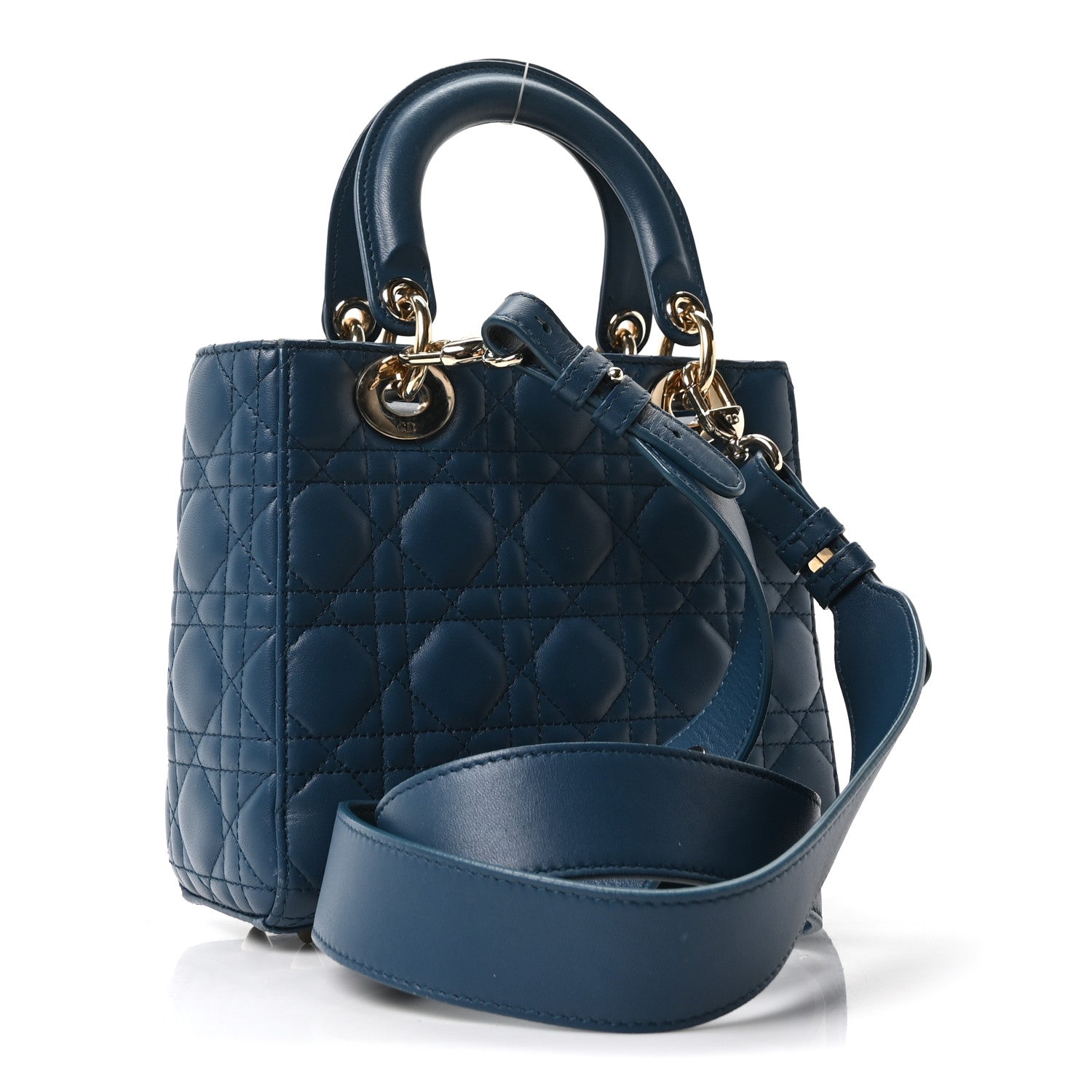 Lambskin Cannage Small My ABCDior Lady Dior Deep Ocean — view 3