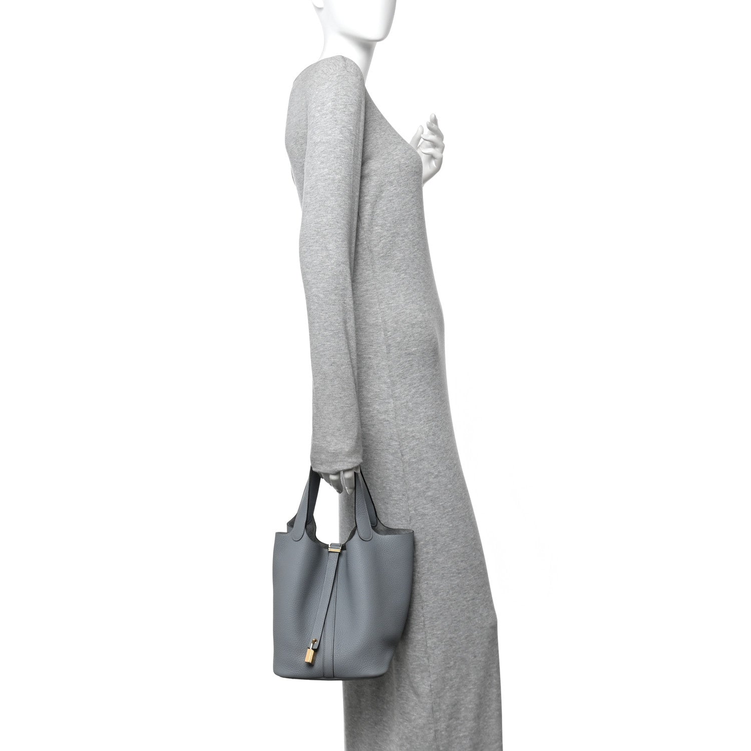 Taurillon Clemence Picotin Lock 22 MM Gris Pantin — view 2