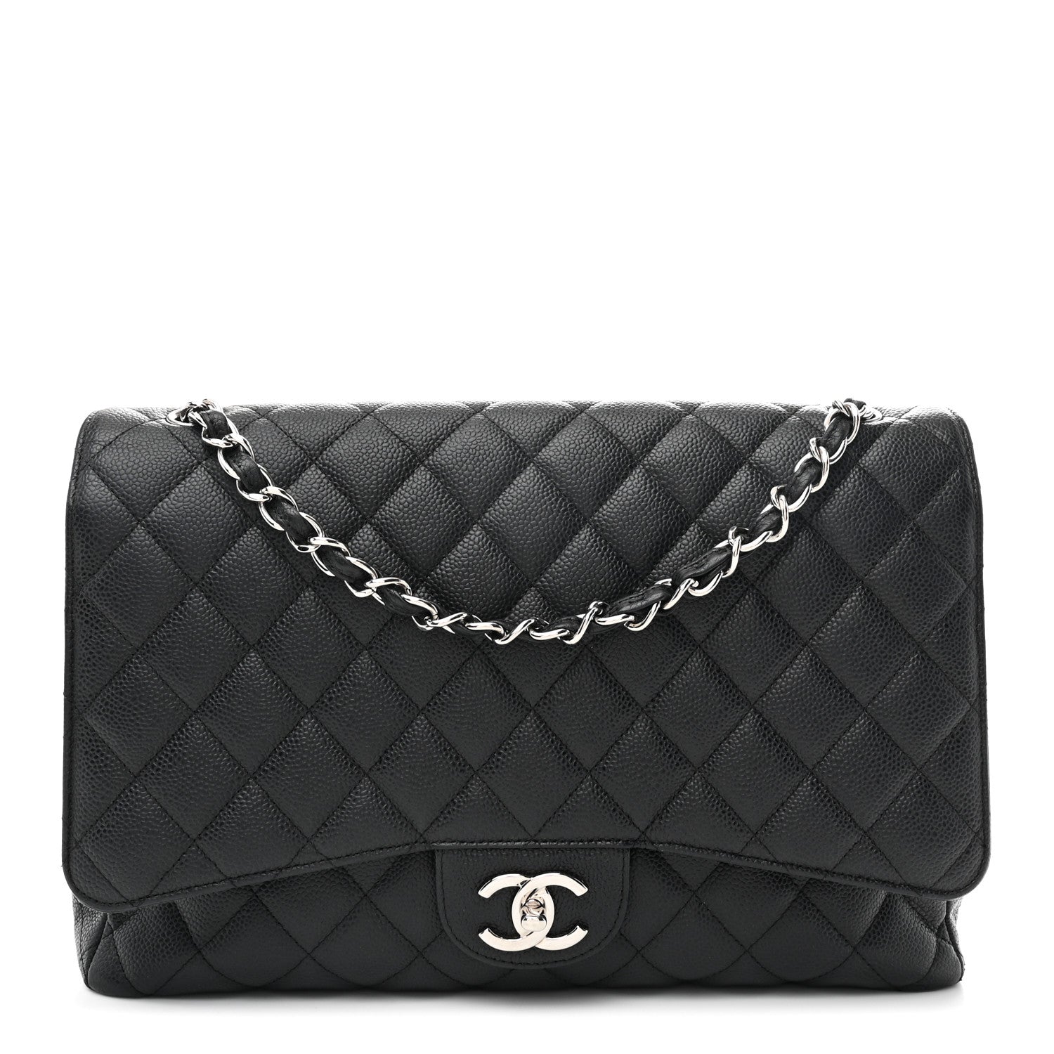 Caviar Quilted Maxi Double Flap Black