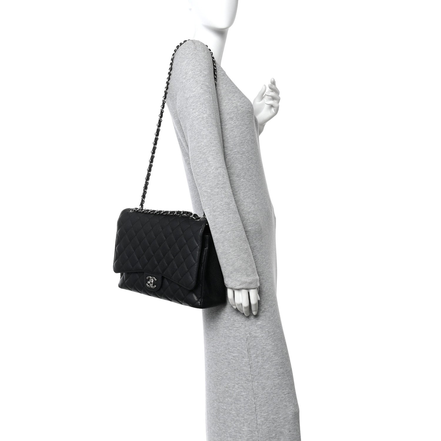 Caviar Quilted Maxi Double Flap Black — view 2