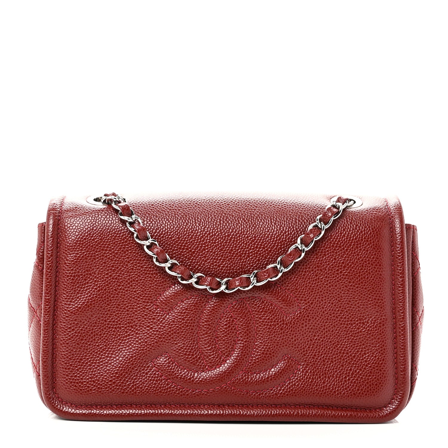 Caviar Medium Timeless CC Flap Dark Red