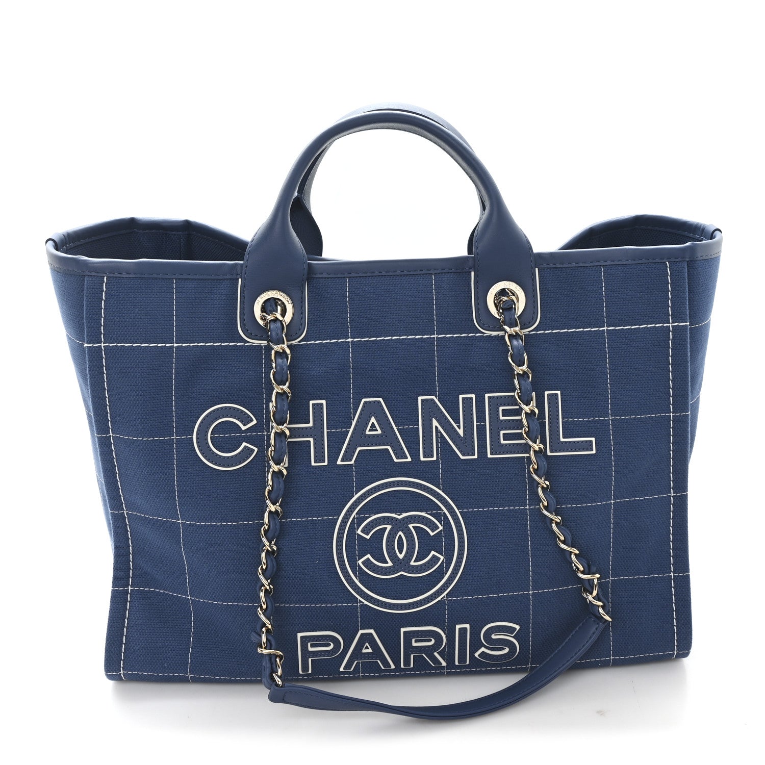 Cotton Medium Deauville Tote Blue White
