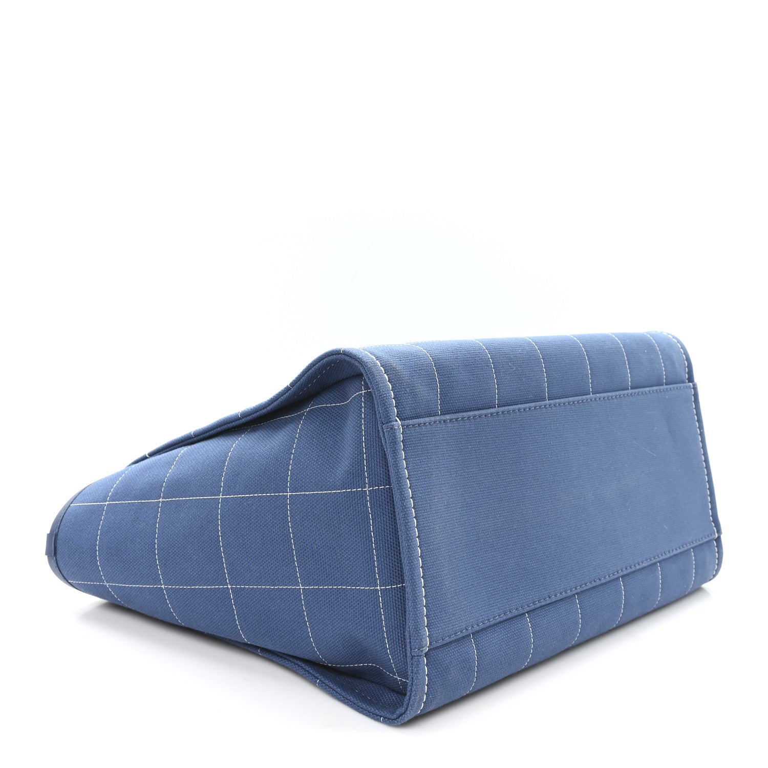 Cotton Medium Deauville Tote Blue White — view 5