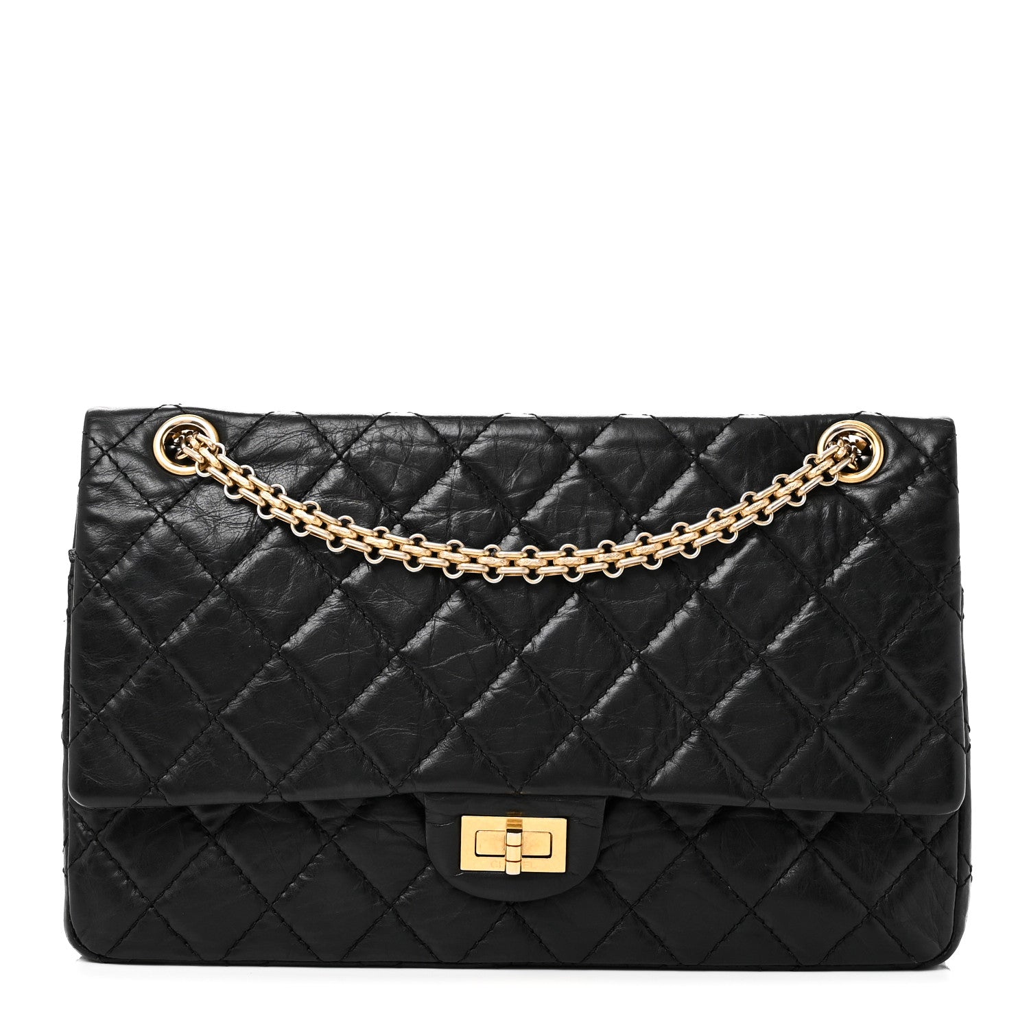 Aged Calfskin Quilted 2.55 Reissue 226 Flap Black