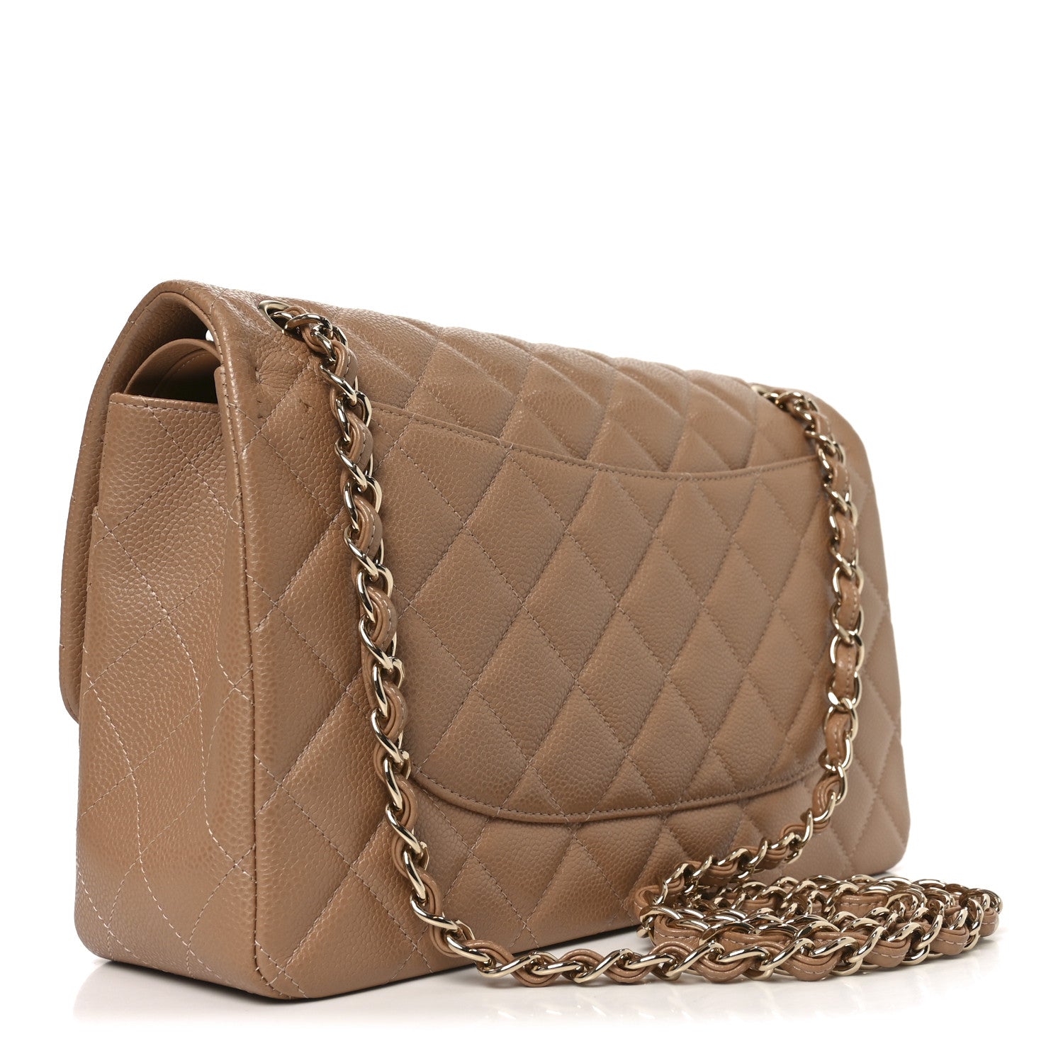 Caviar Quilted Jumbo Double Flap Beige — view 3