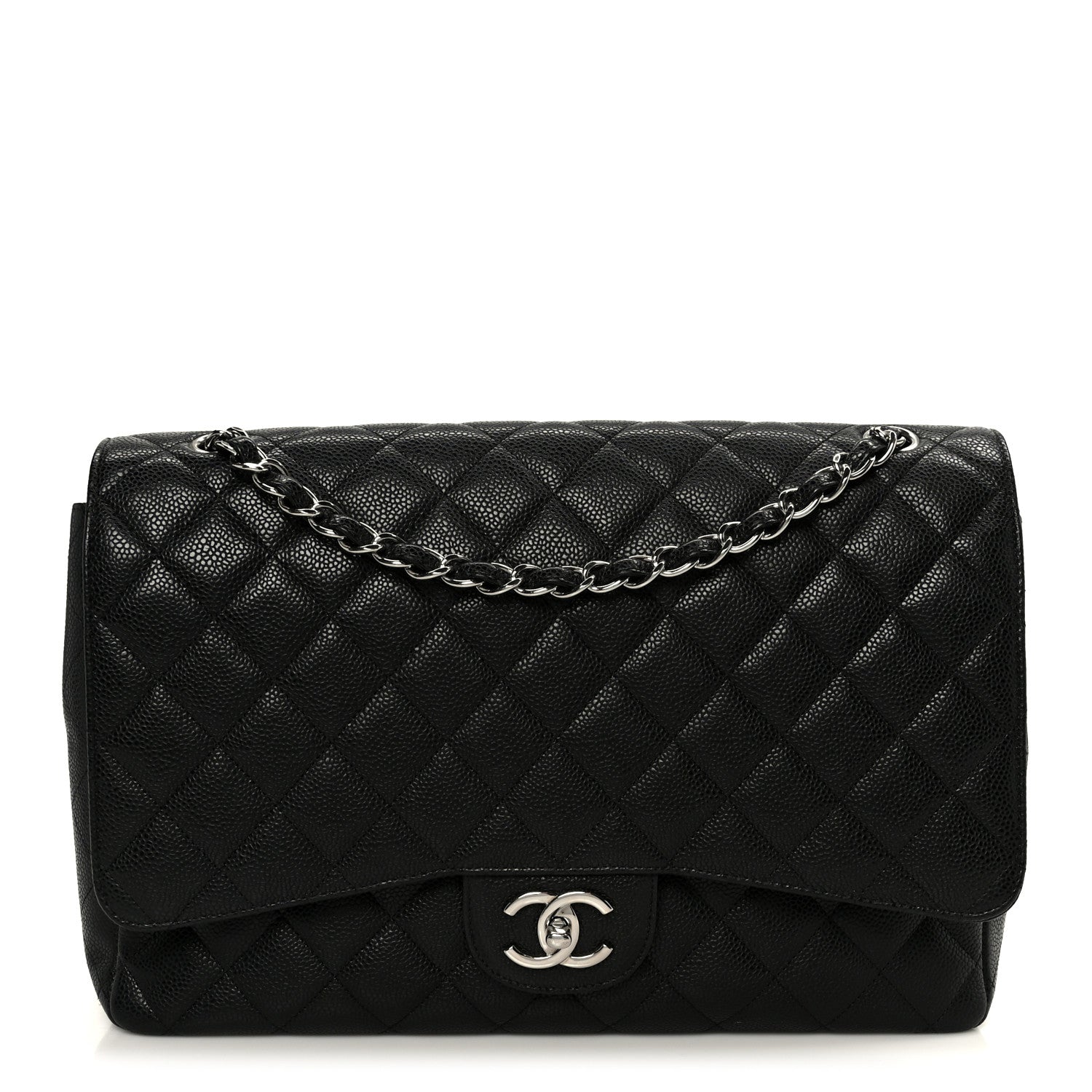 Caviar Quilted Maxi Double Flap Black