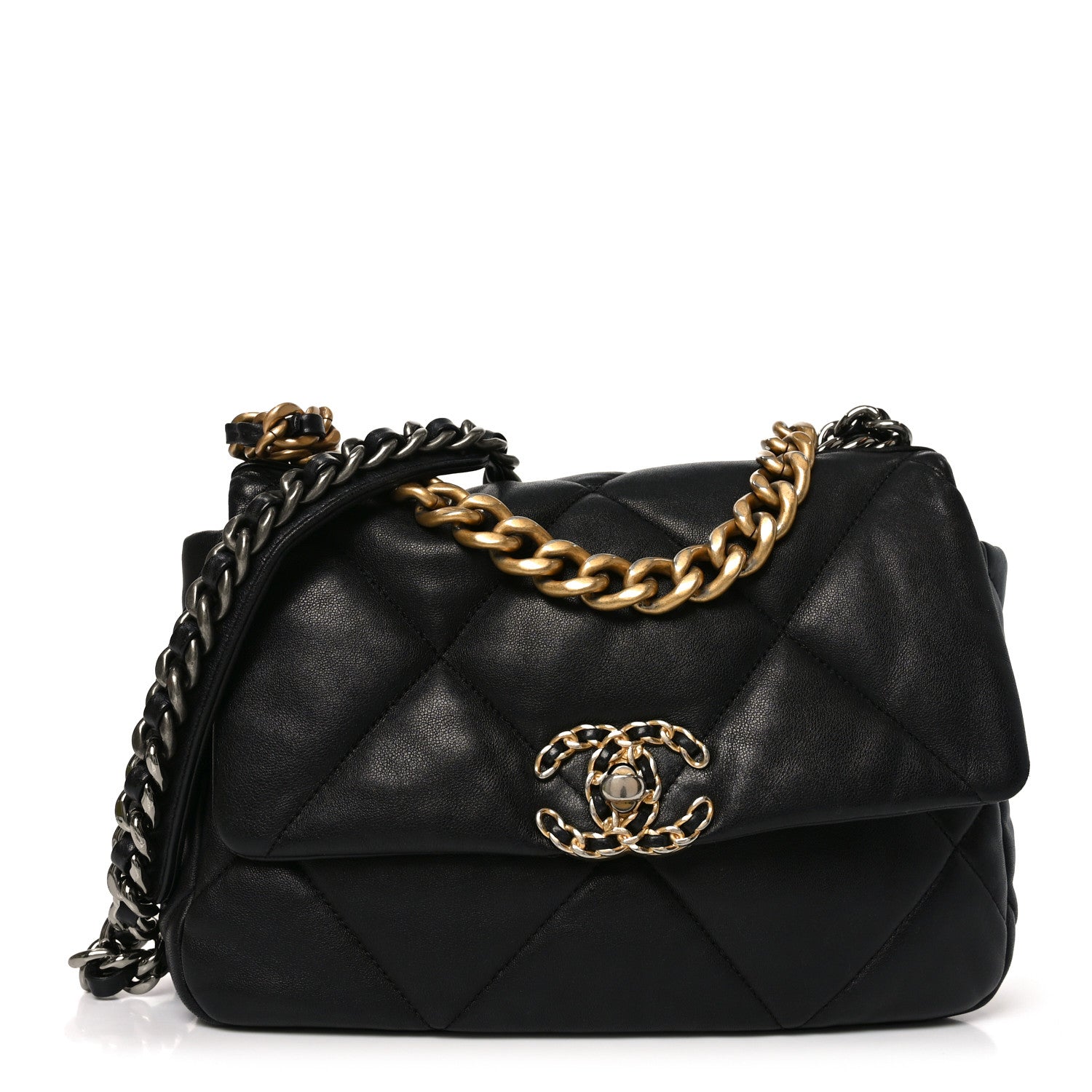 Lambskin Quilted Medium Chanel 19 Flap Black