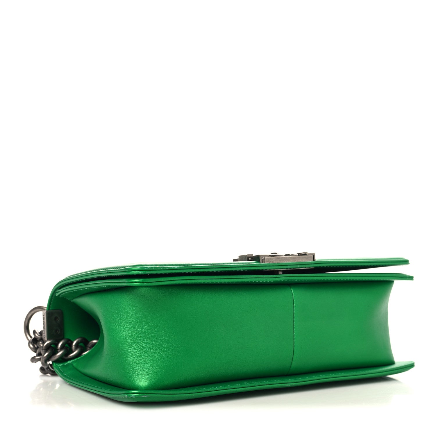 Metallic Calfskin Quilted Medium Boy Flap Green — view 4