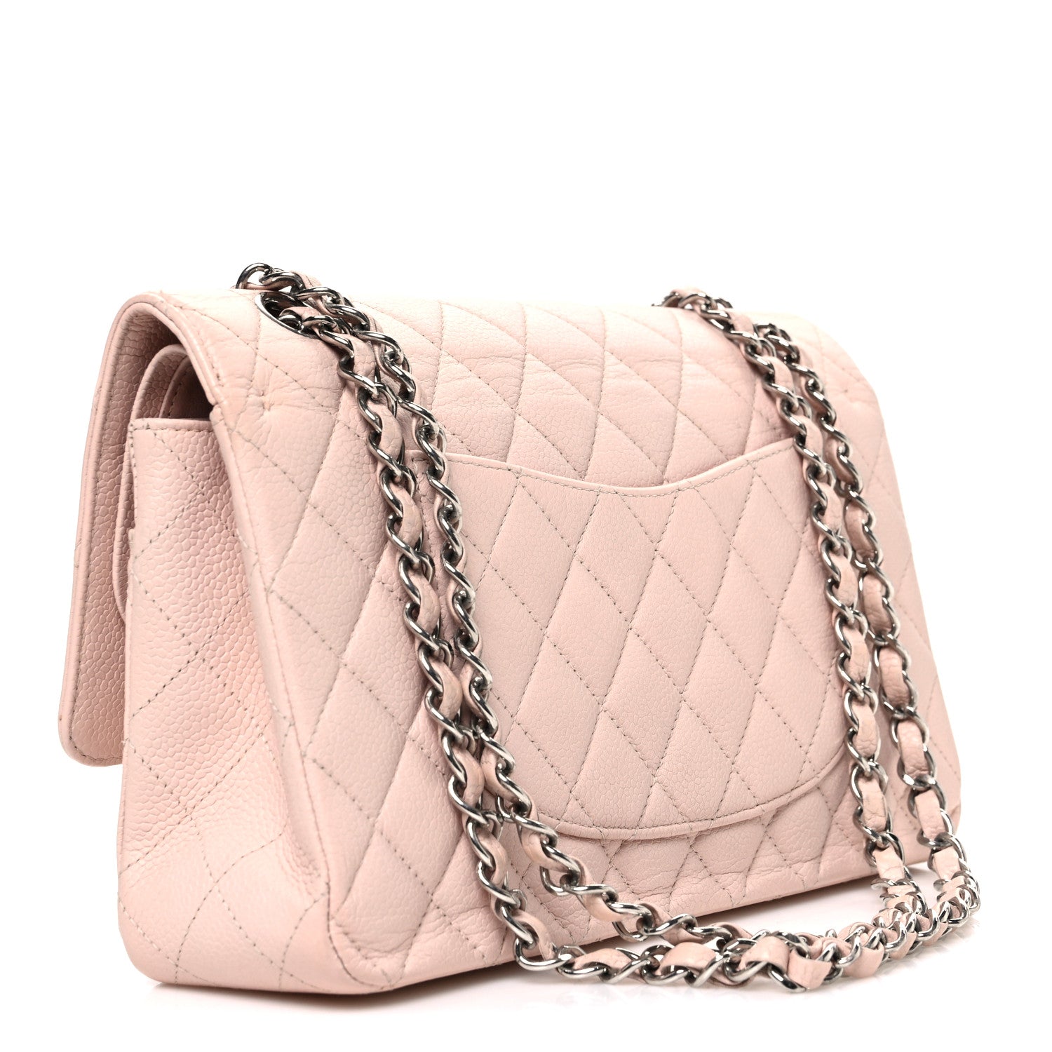 Caviar Quilted Medium Double Flap Light Pink — view 3