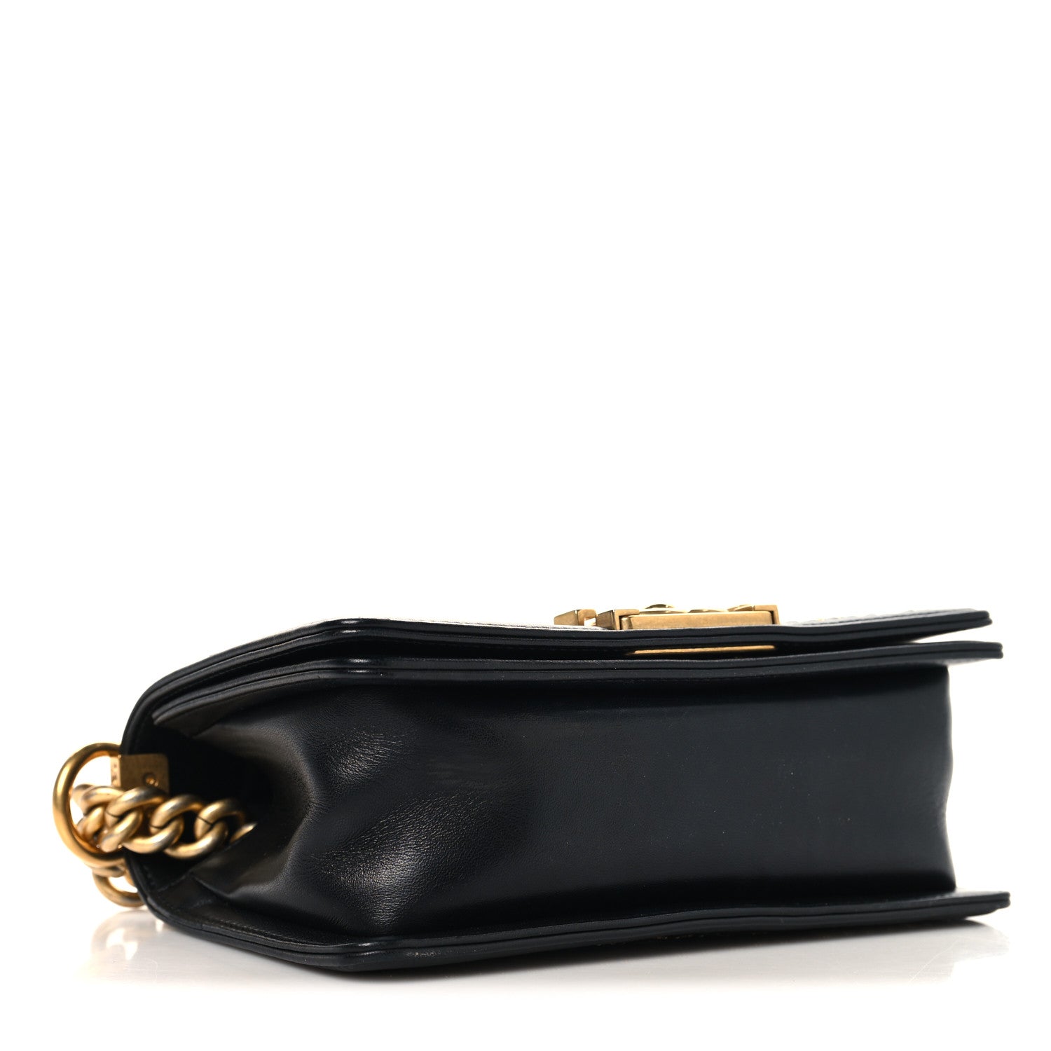 Lambskin Quilted Small Chain Detail Boy Flap Black — view 4