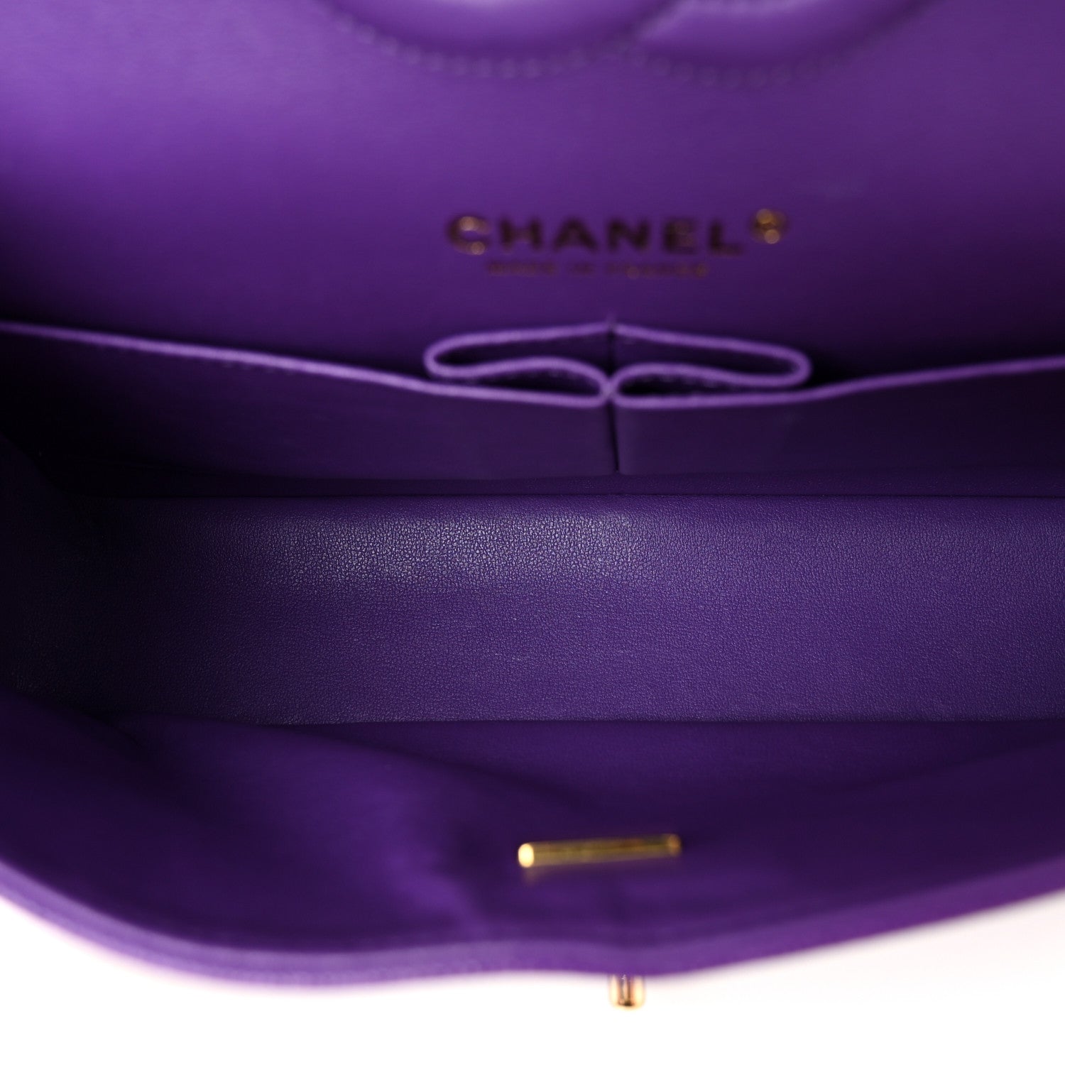 Caviar Quilted Medium Double Flap Purple — view 5