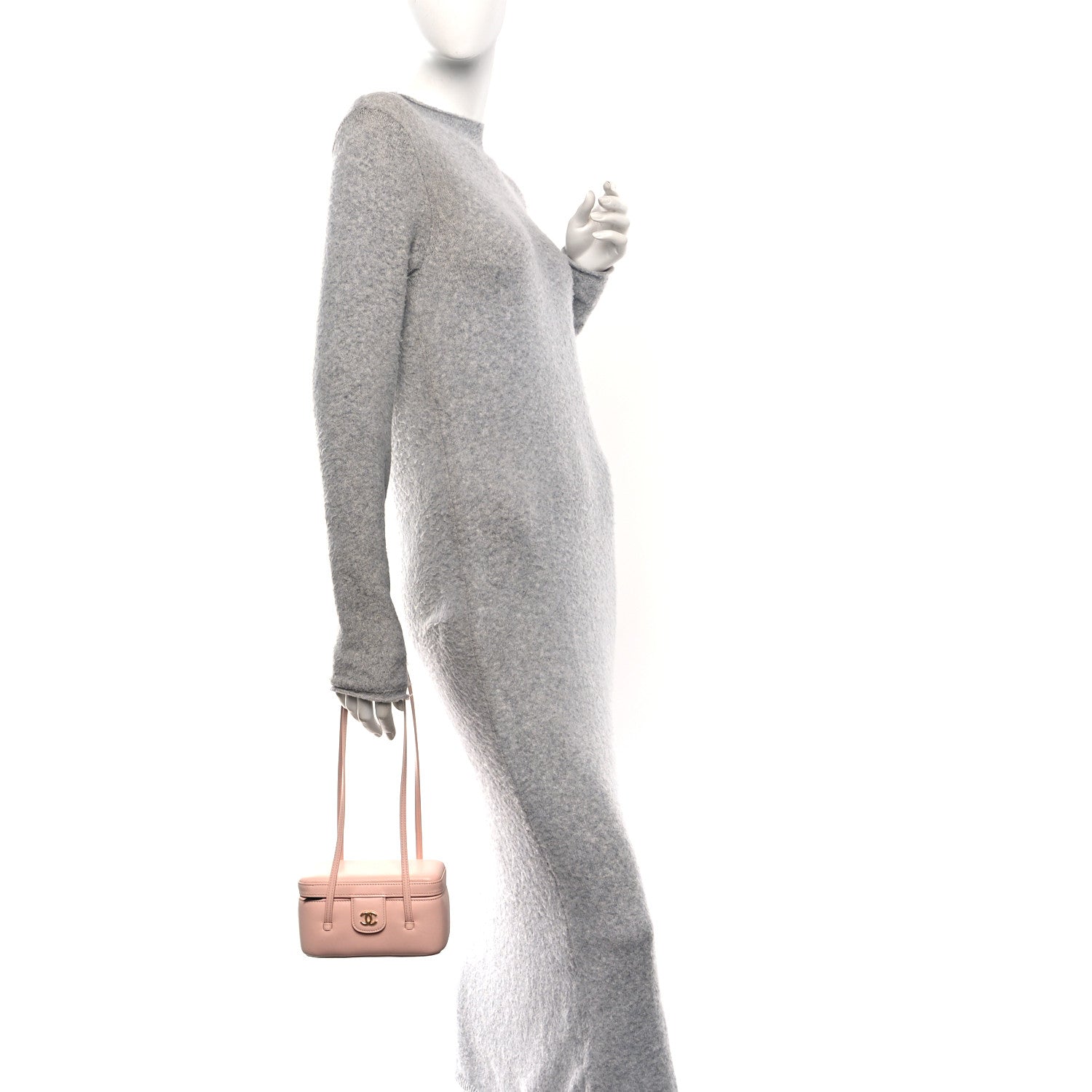 Shiny Caviar Preppy Coco Long Vanity With Strap Light Pink — view 2
