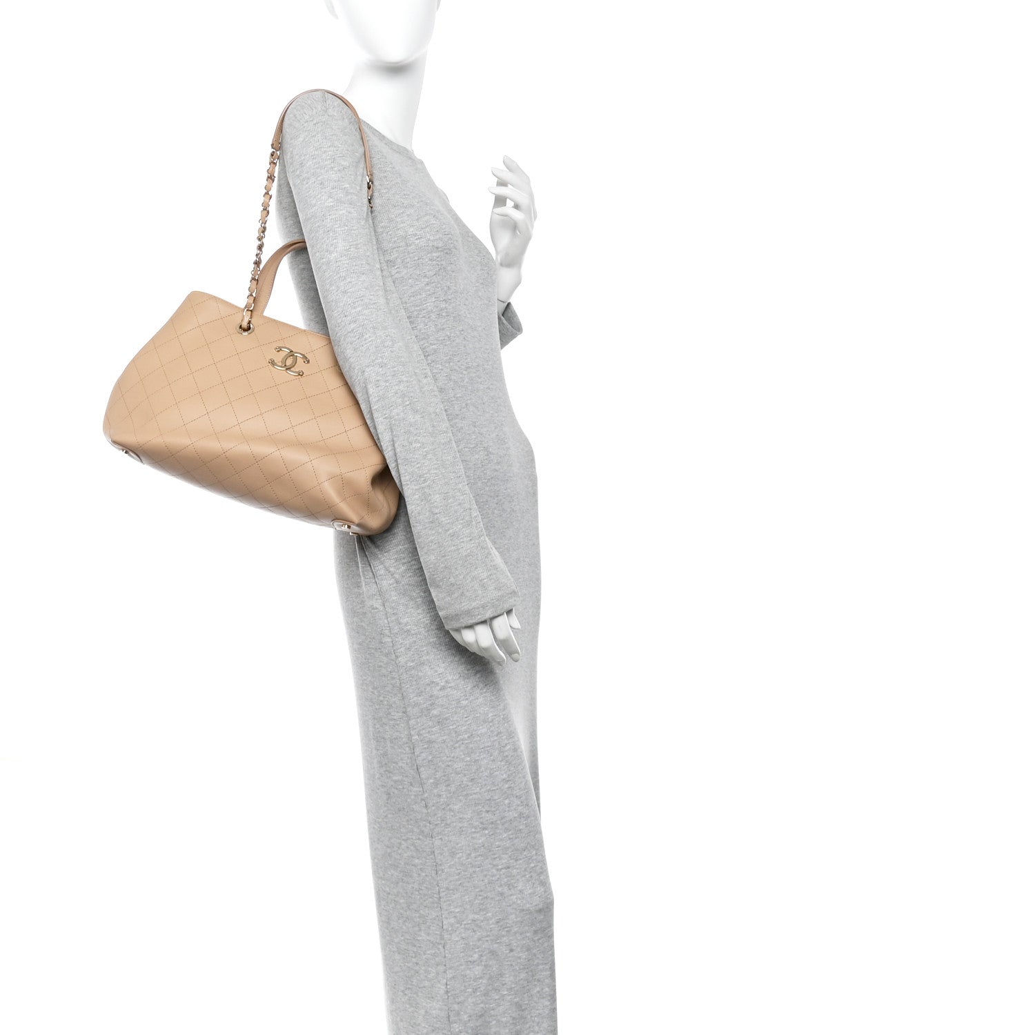 Calfskin Large Serial Shopper Tote Beige — view 2