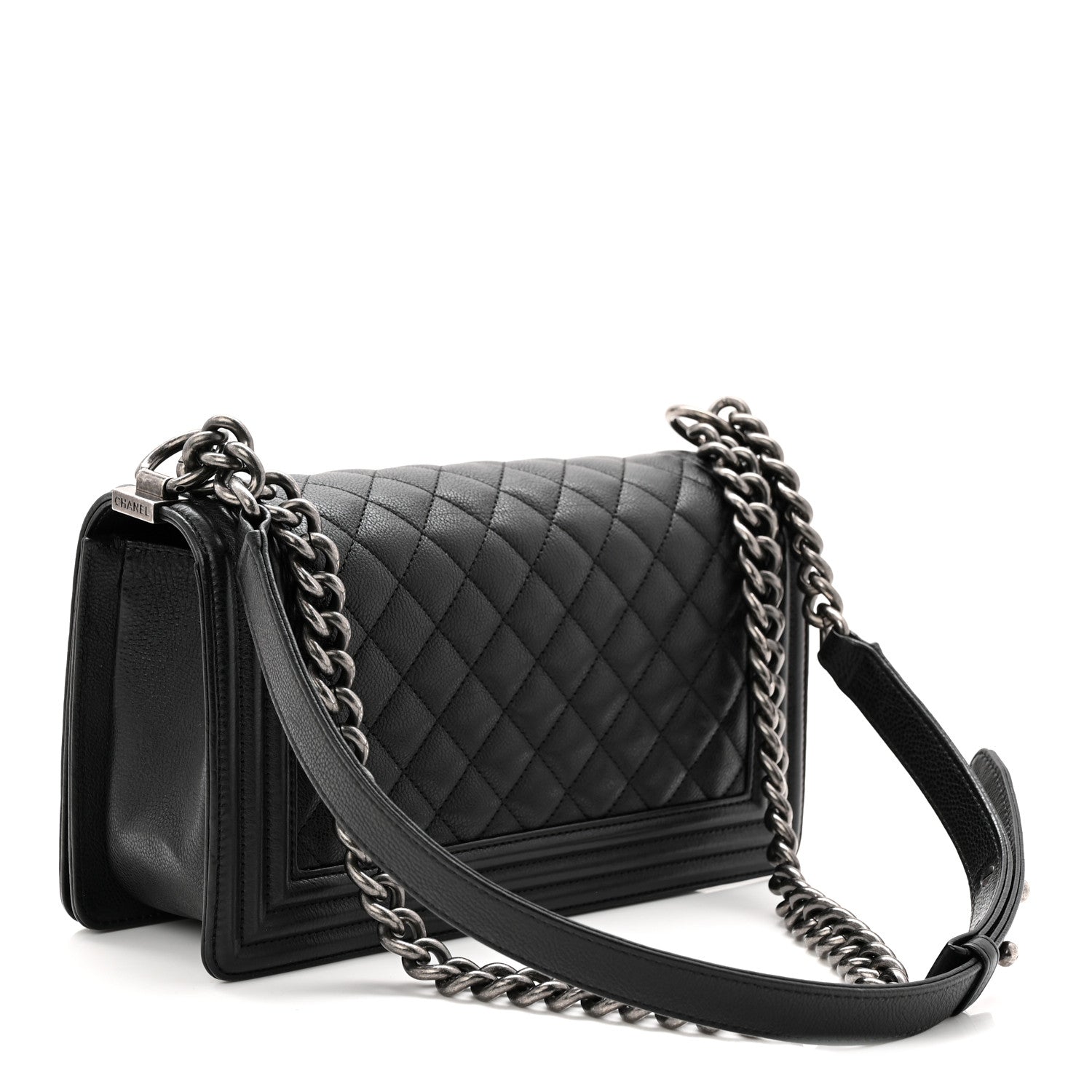 Grained Calfskin Quilted Medium Boy Flap Black — view 3