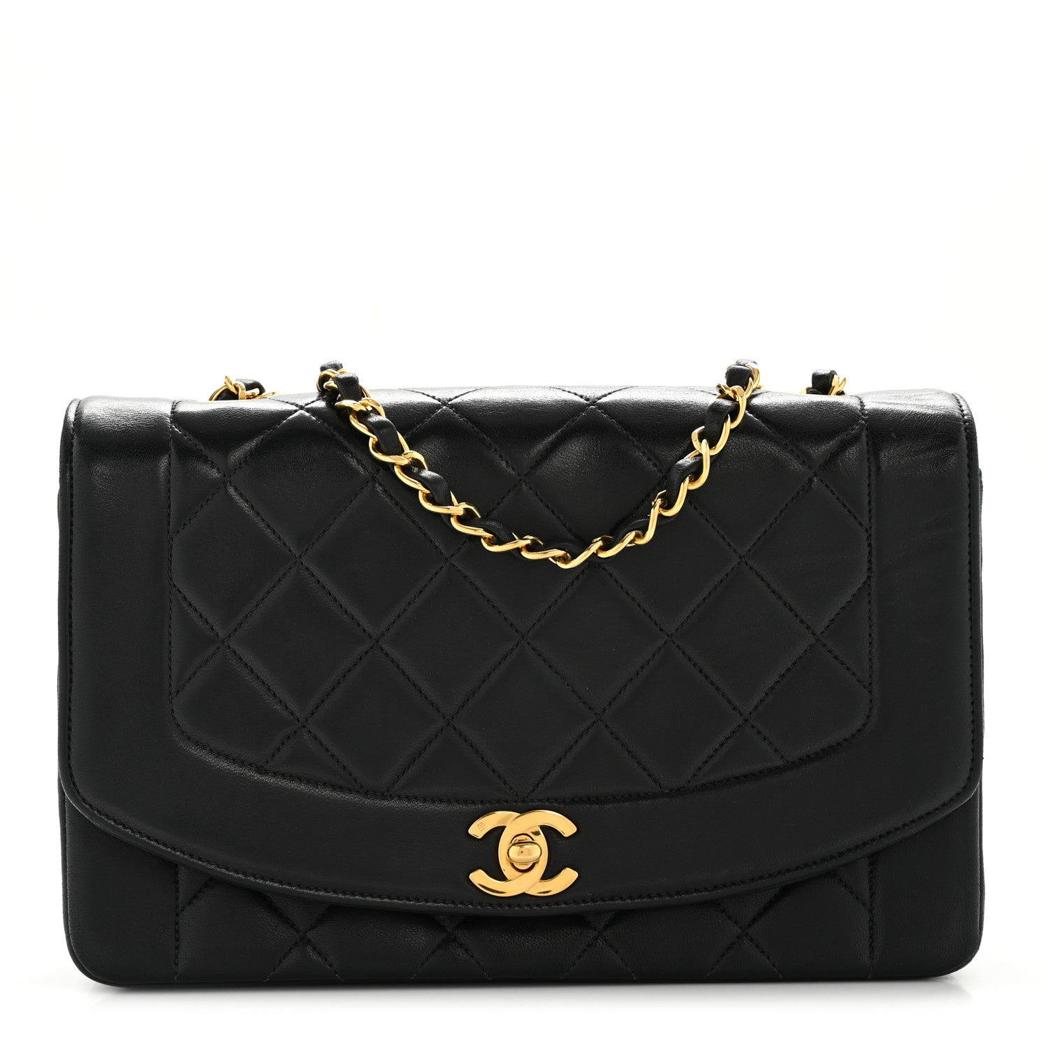 Lambskin Quilted Medium Single Flap Black