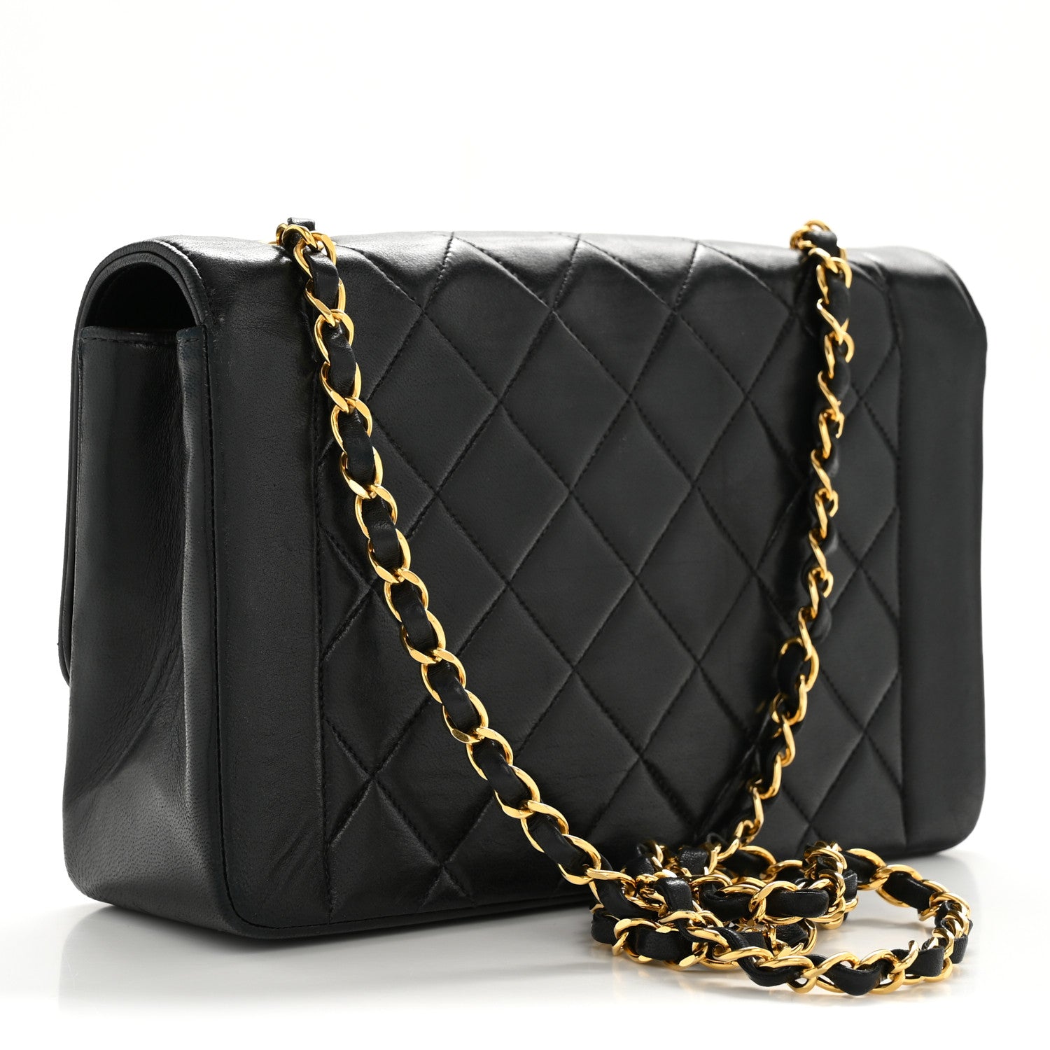 Lambskin Quilted Medium Single Flap Black — view 3