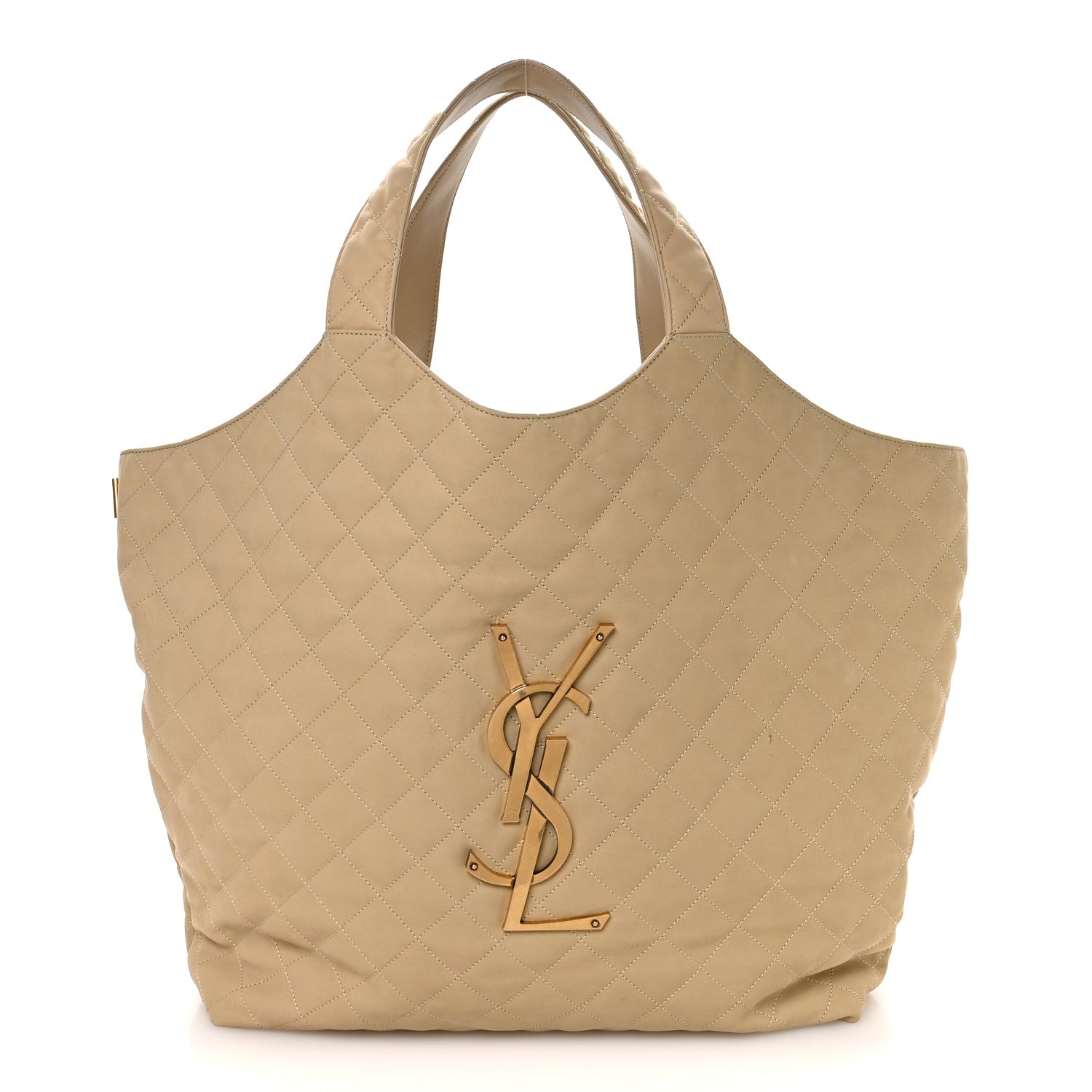 Nubuck Suede Quilted Maxi Icare Shopping Tote Safari Beige