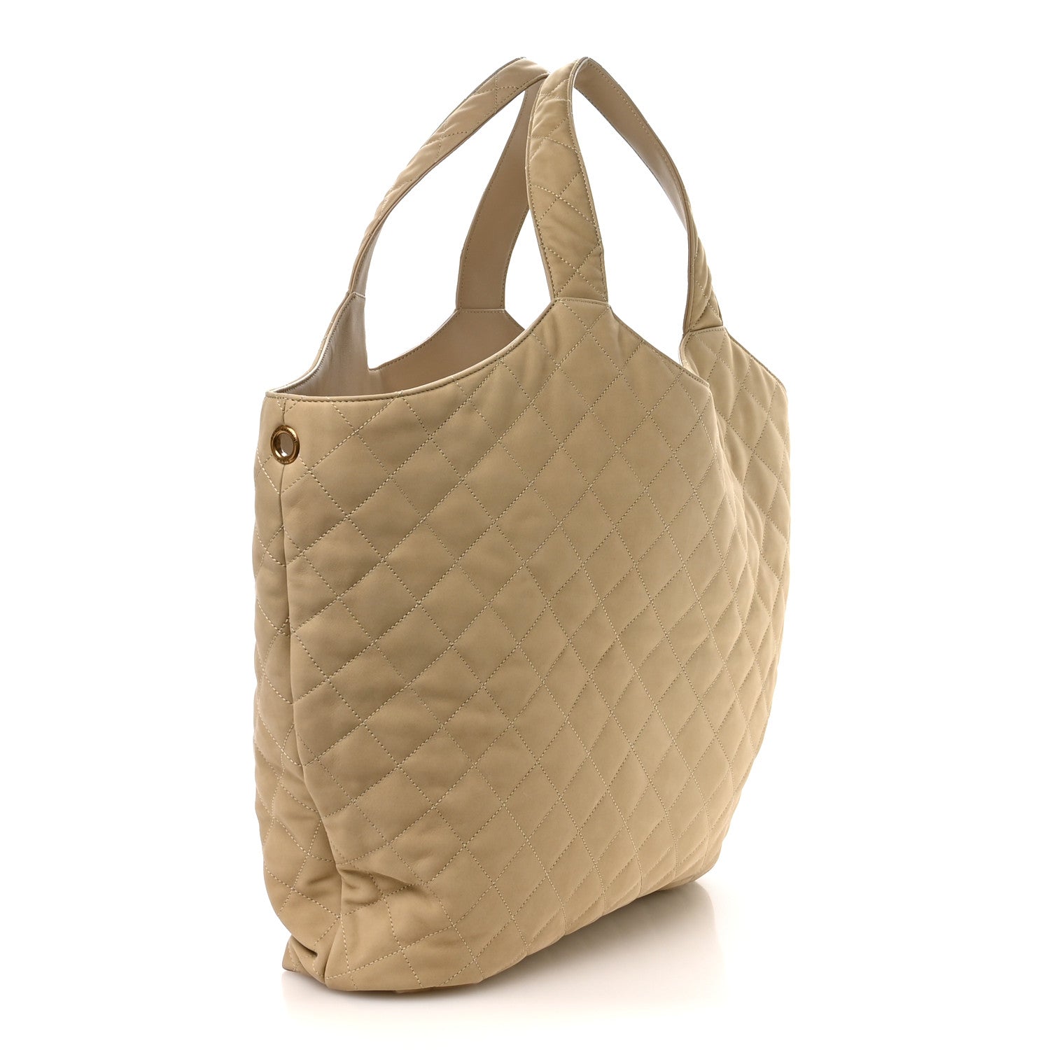 Nubuck Suede Quilted Maxi Icare Shopping Tote Safari Beige — view 3