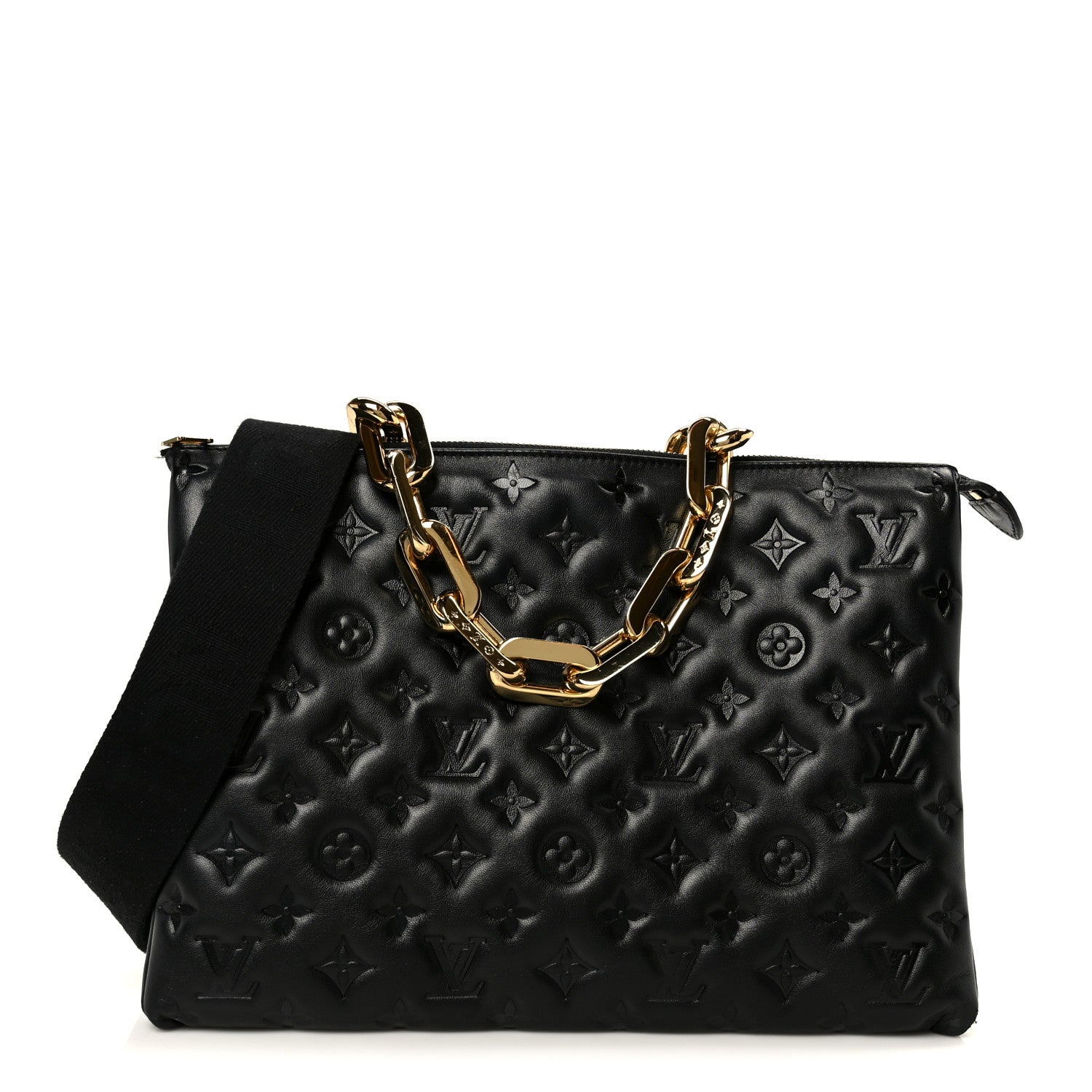 Lambskin Embossed Monogram Coussin MM Black