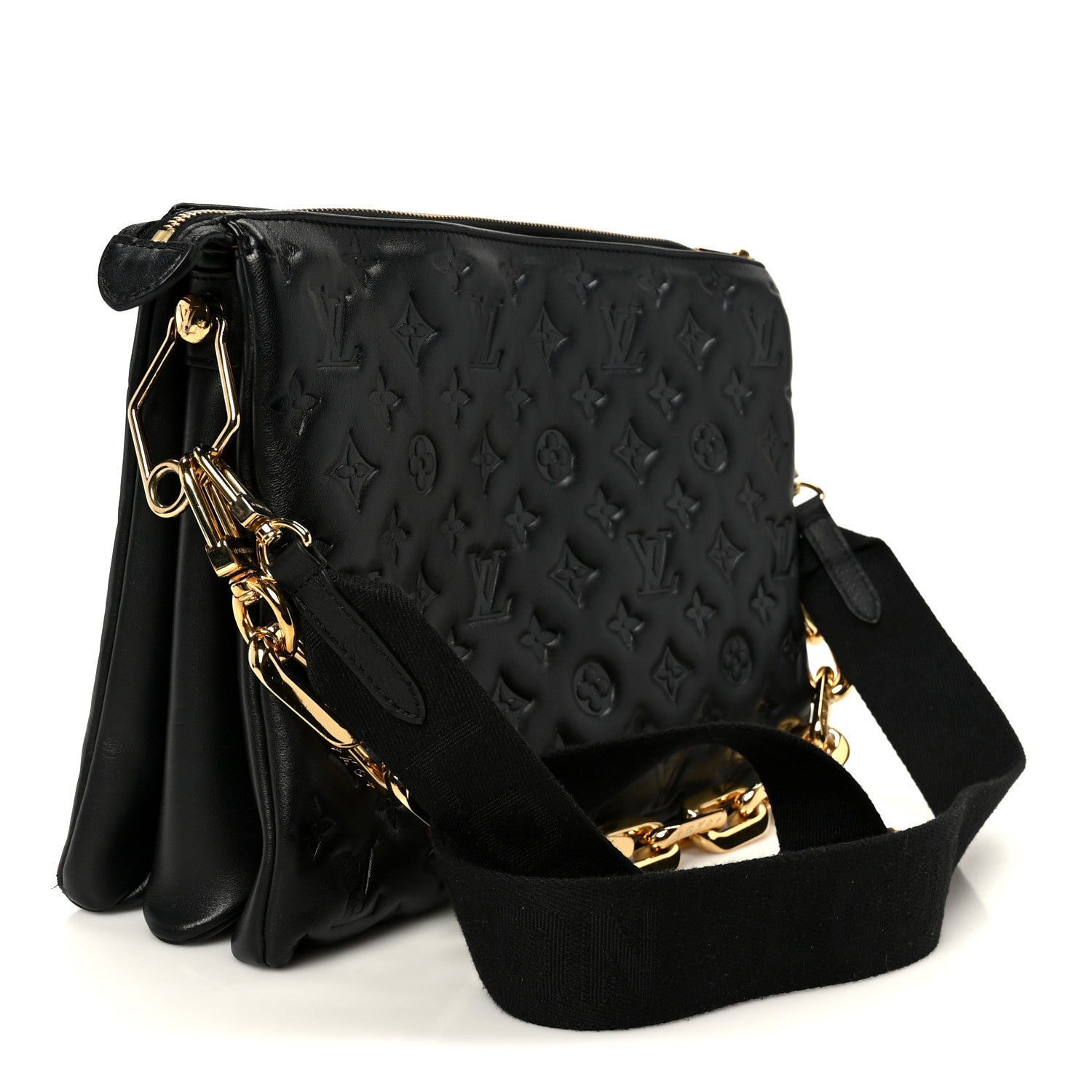 Lambskin Embossed Monogram Coussin MM Black — view 3
