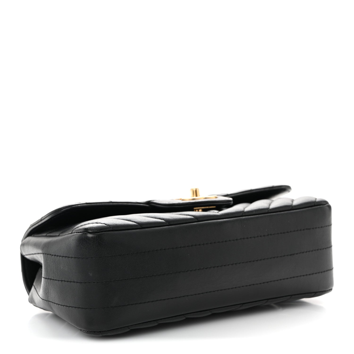 Lambskin Chevron Quilted Mini Rectangular Flap Black — view 4