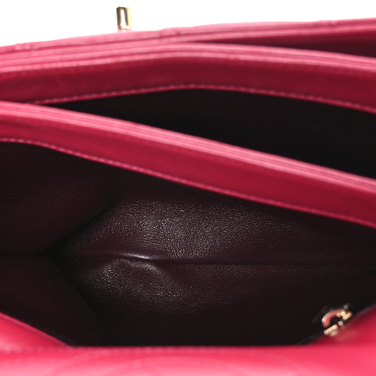 Lambskin Quilted Small Trendy CC Flap Dual Handle Bag Dark Pink — view 5
