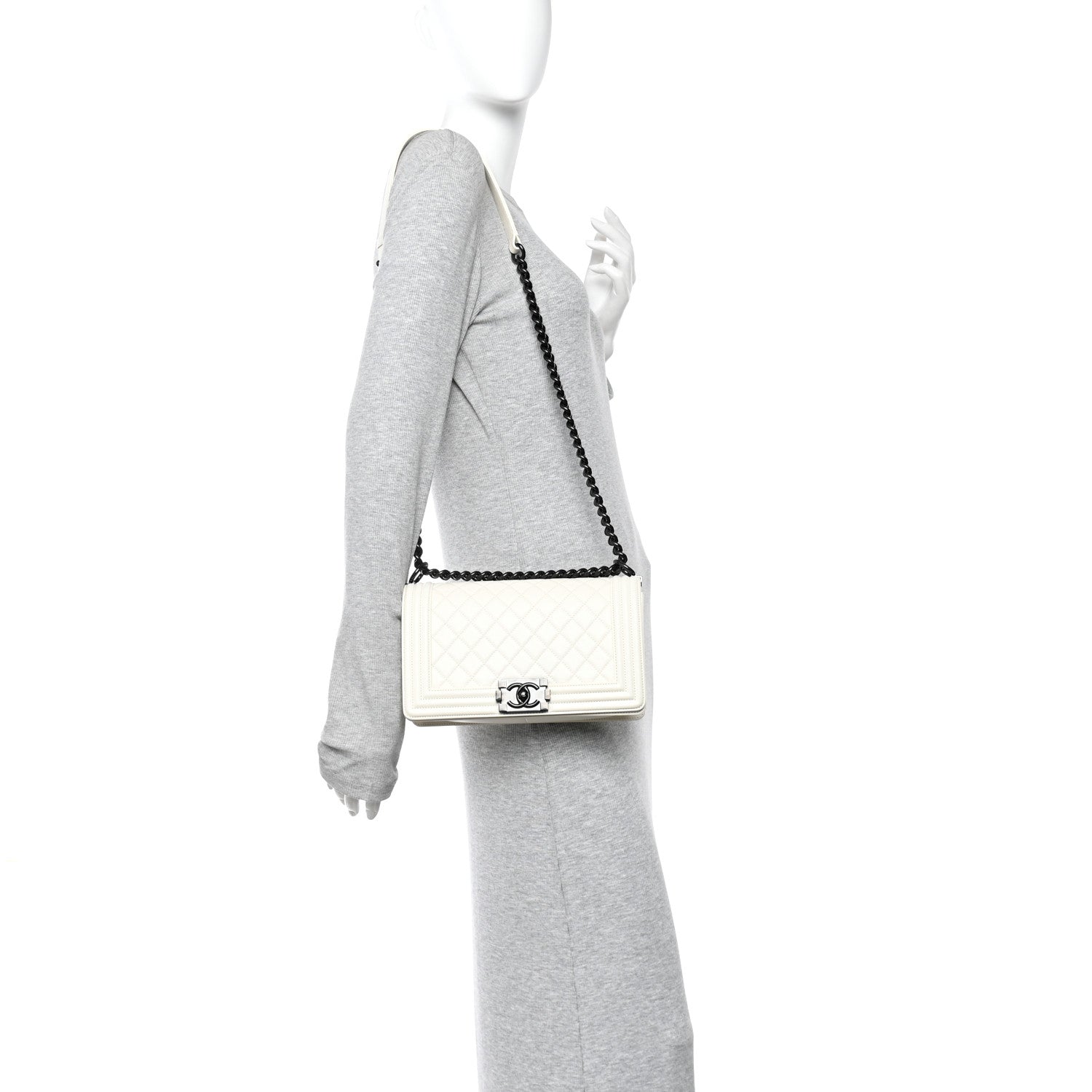 Calfskin Quilted Medium Boy Flap White — view 2