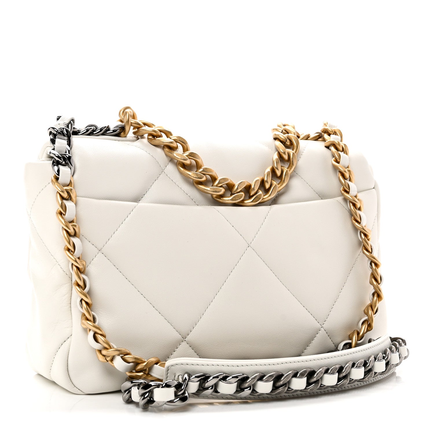 Goatskin Quilted Medium Chanel 19 Flap White — view 2