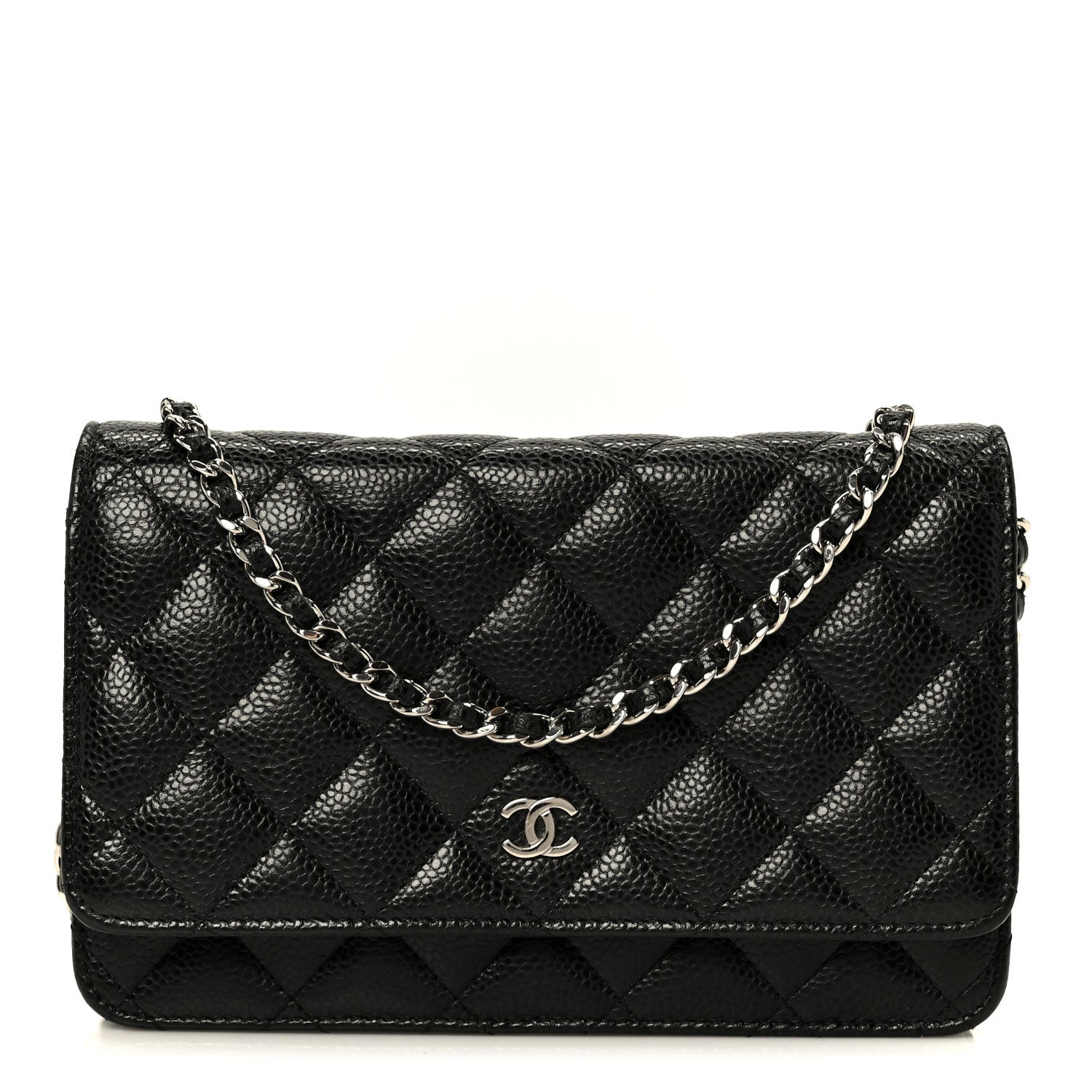Caviar Quilted Wallet on Chain WOC Black